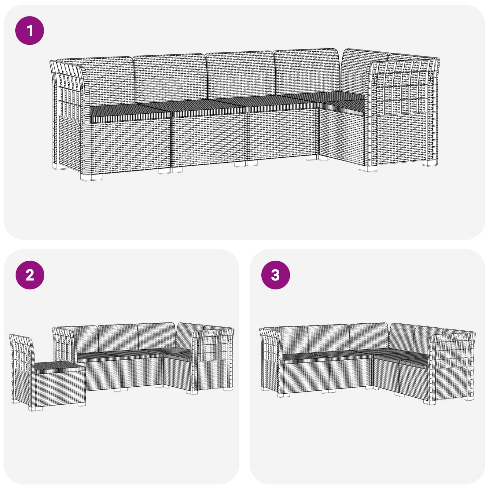 vidaXL 5-Zits Tuin Sofa Rattan Look PP Antraciet