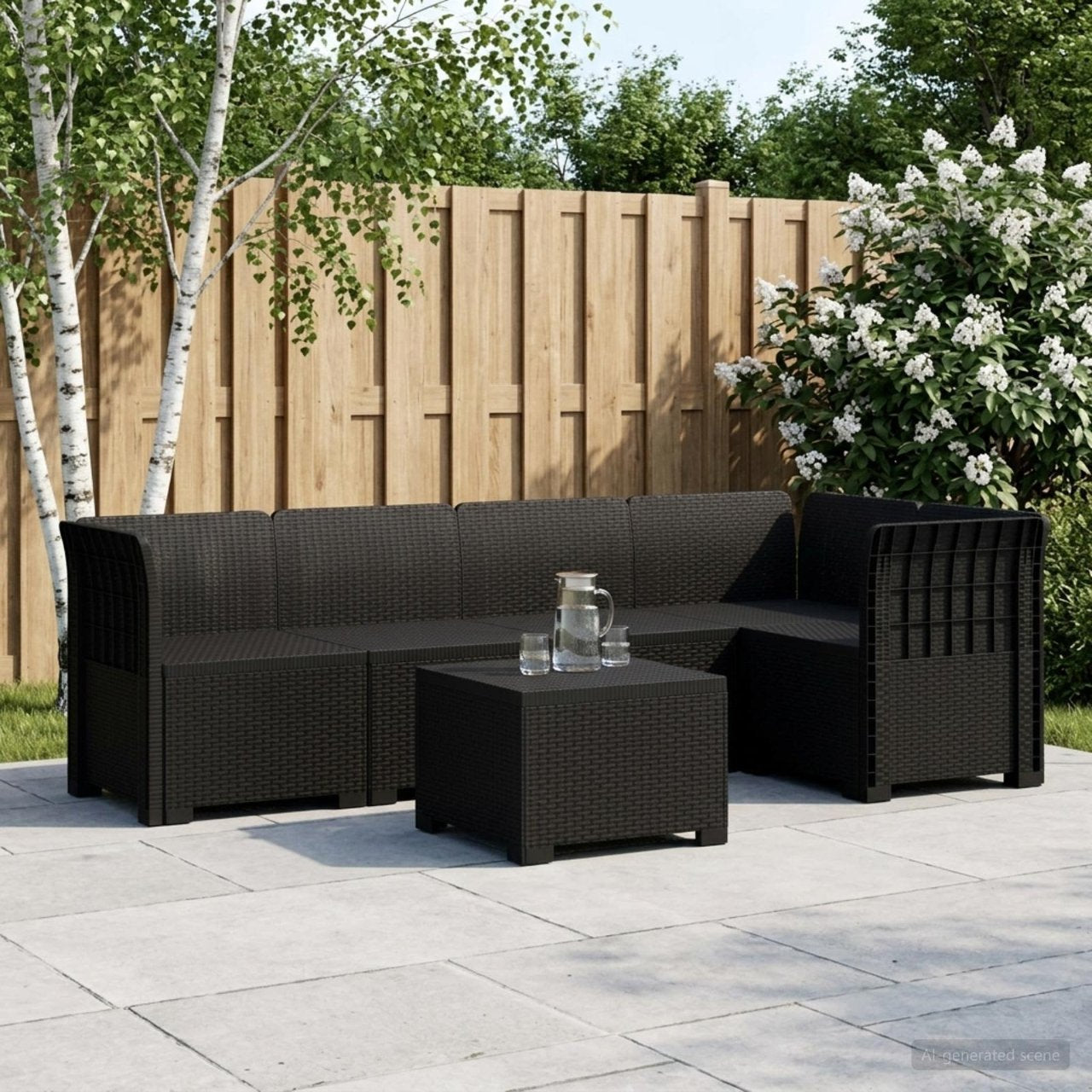 vidaXL 5-Zits Tuin Sofa Rattan Look PP Antraciet