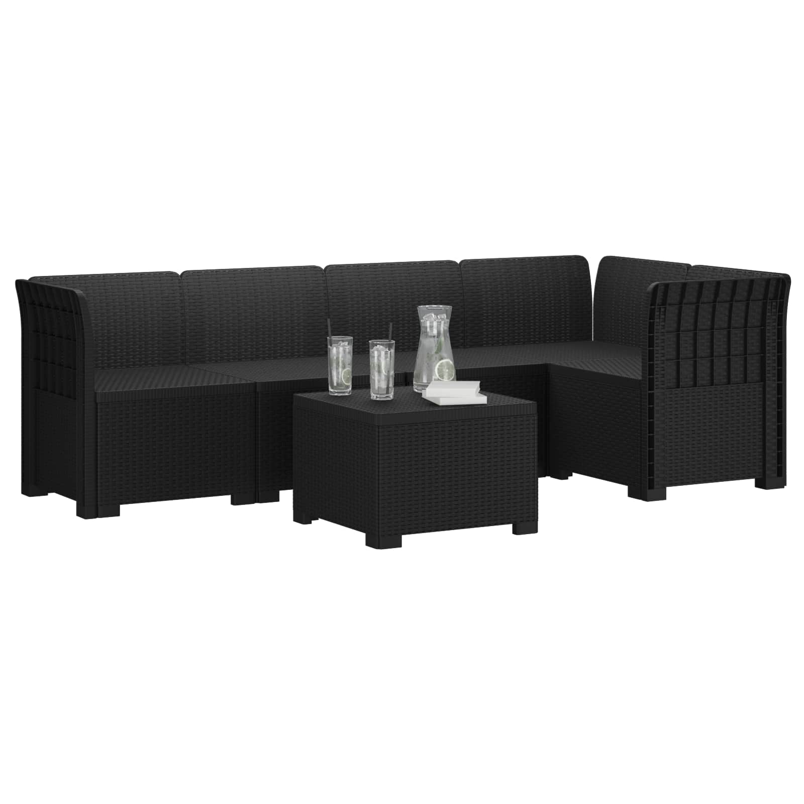 vidaXL 5-Zits Tuin Sofa Rattan Look PP Antraciet