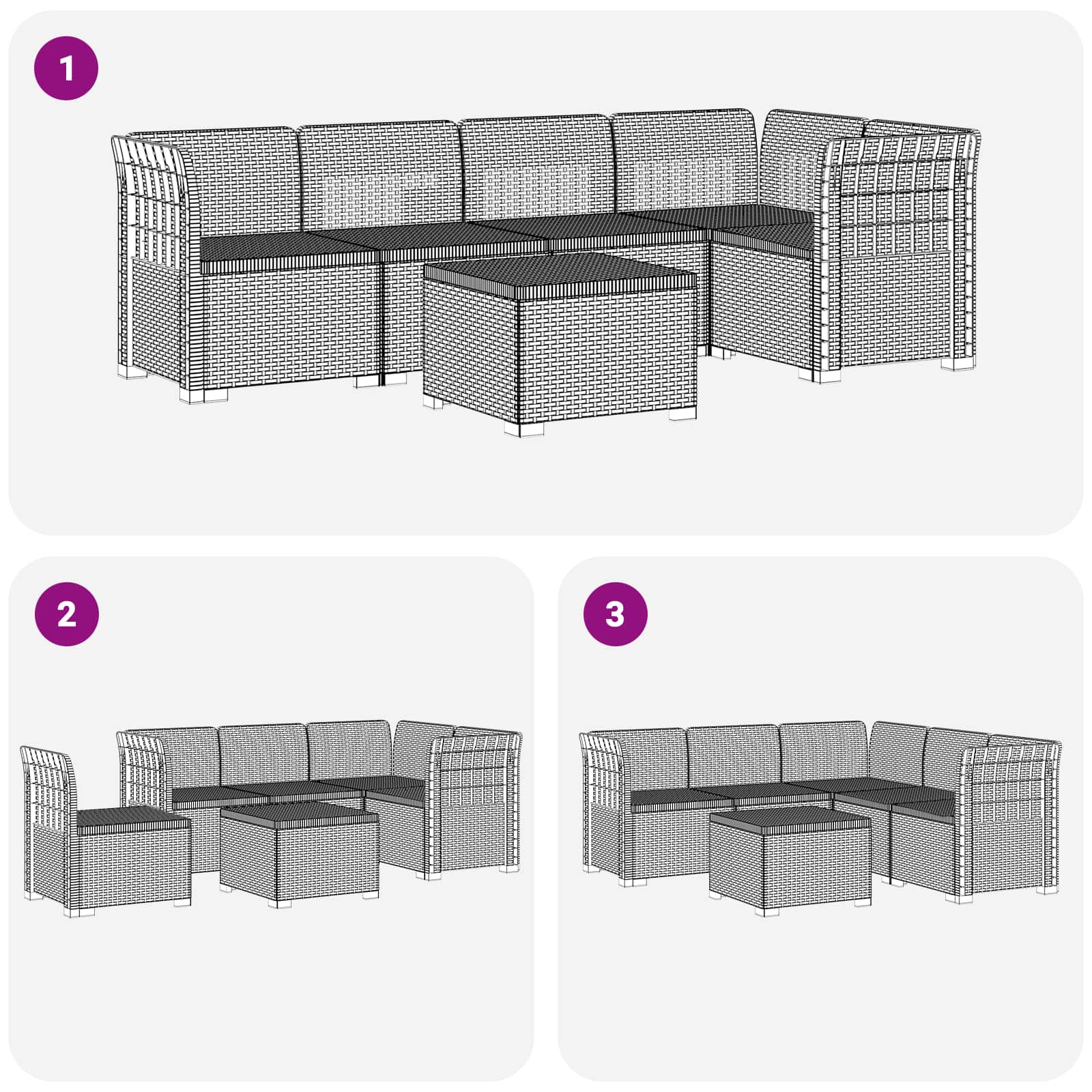 vidaXL 5-Zits Tuin Sofa Rattan Look PP Antraciet