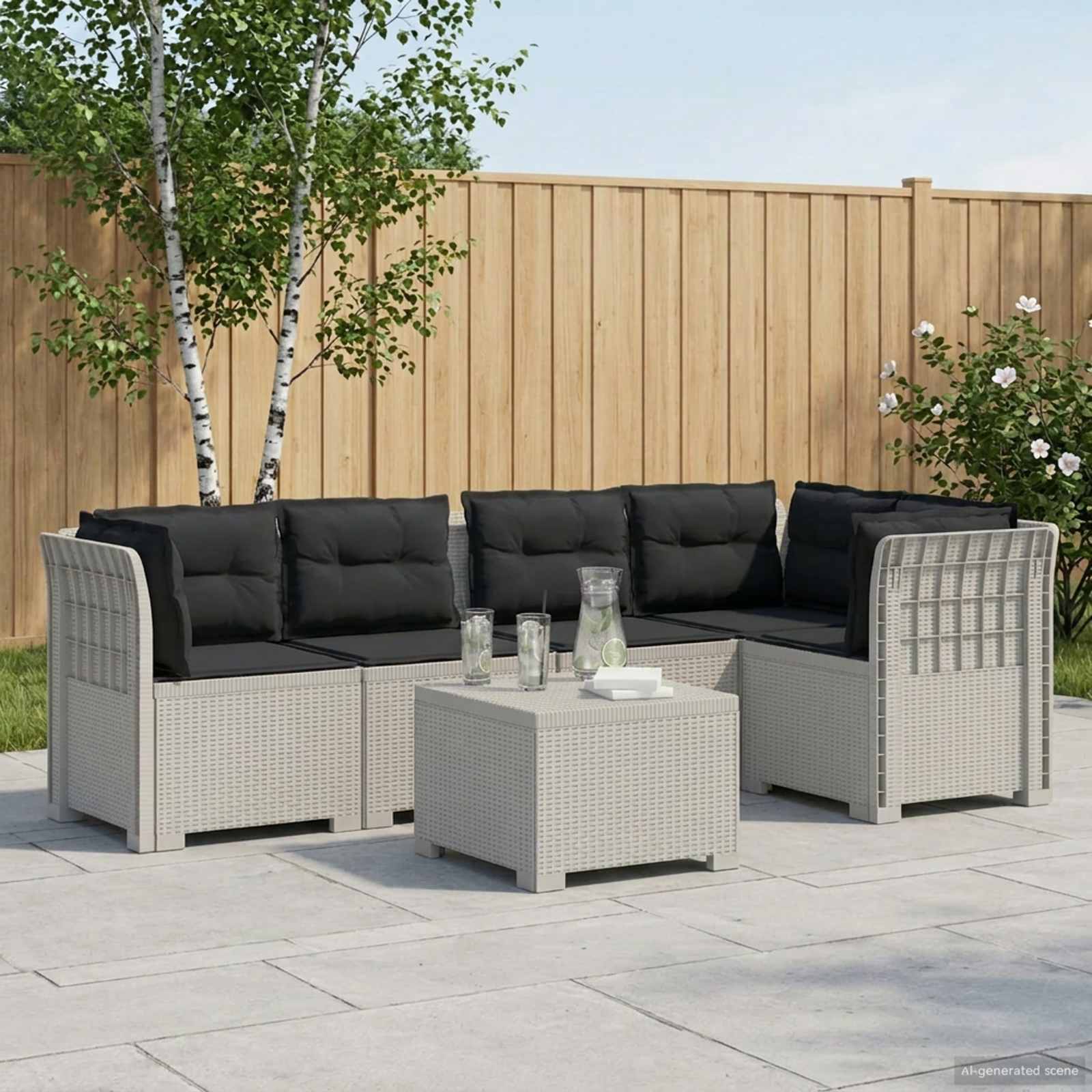 vidaXL 5-Zits Tuin Sofa Rattan Look PP Antraciet