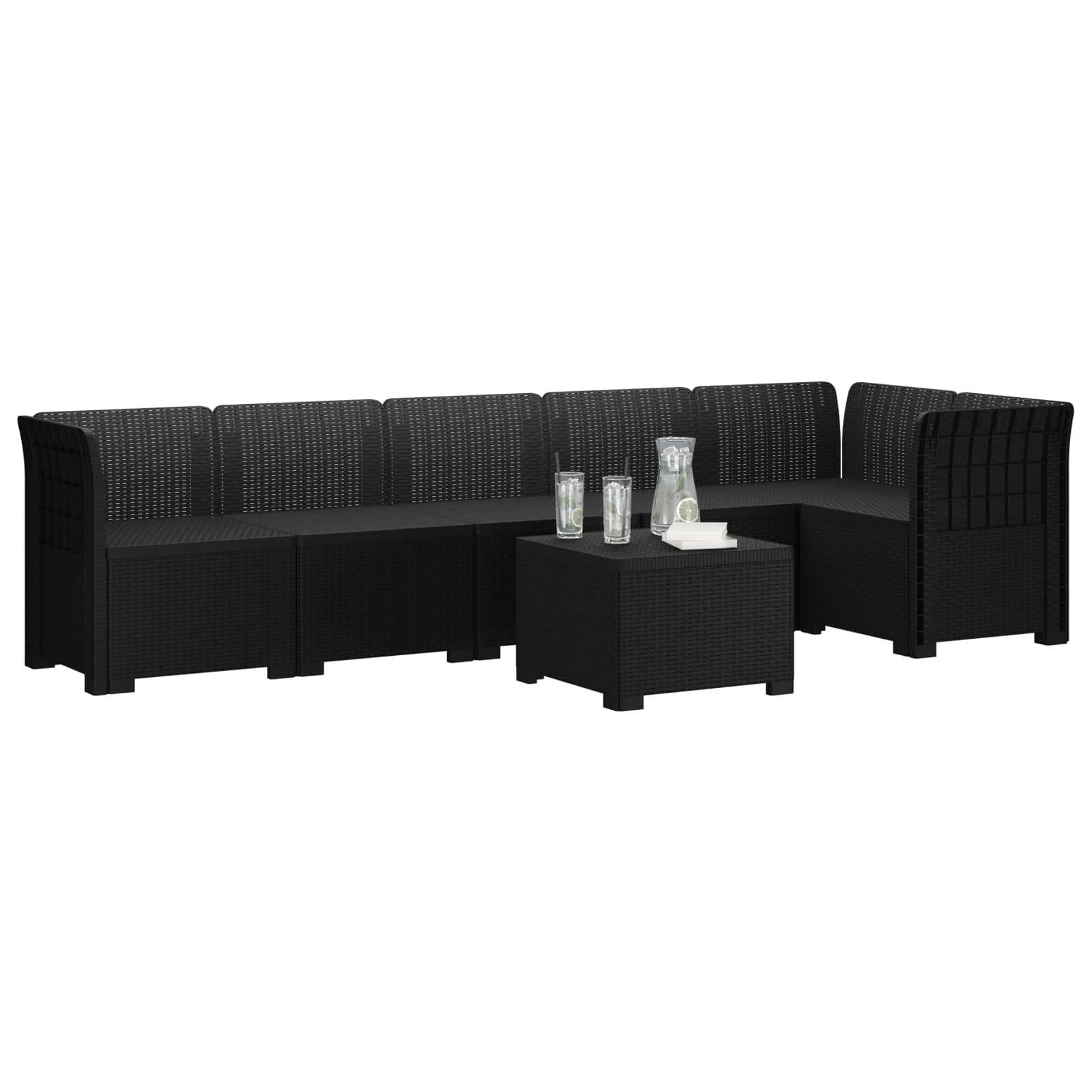 vidaXL 6-Zits Tuin Sofa Rattan Look PP Antraciet