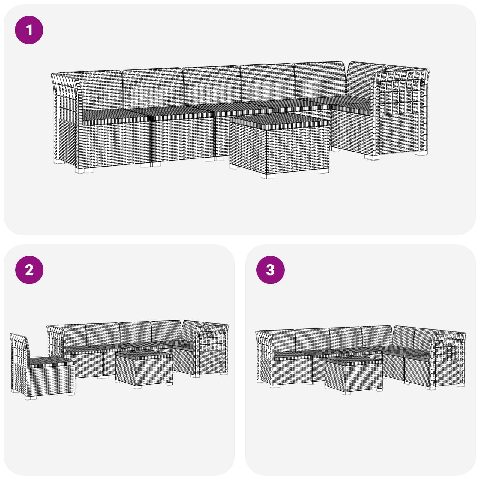 vidaXL 6-Zits Tuin Sofa Rattan Look PP Antraciet