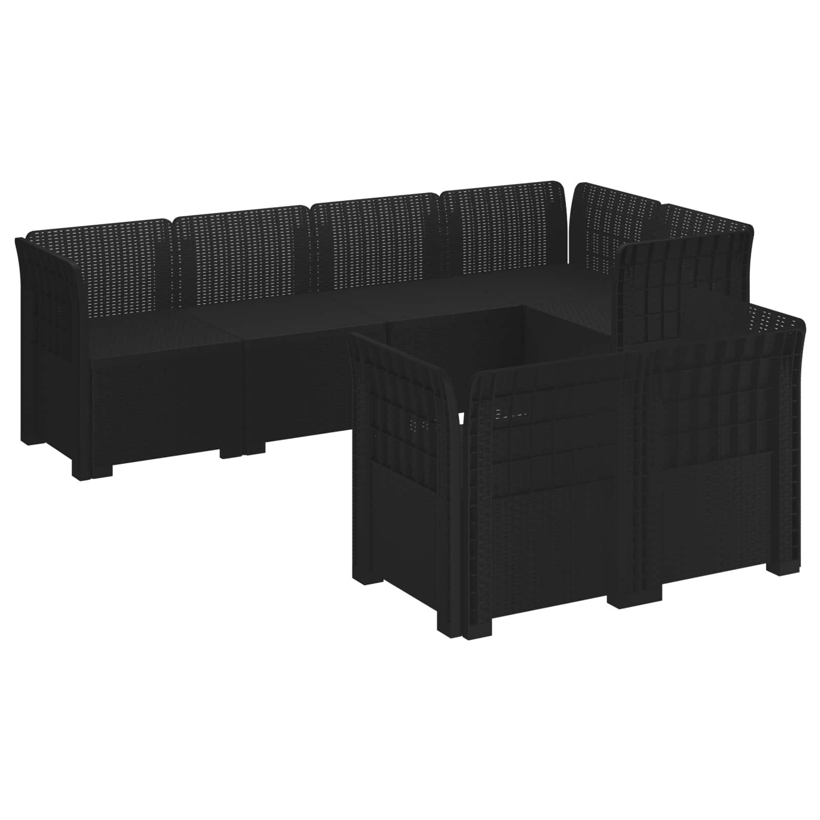 vidaXL 7-Persoons Tuinbank Rieten Look PP Antraciet