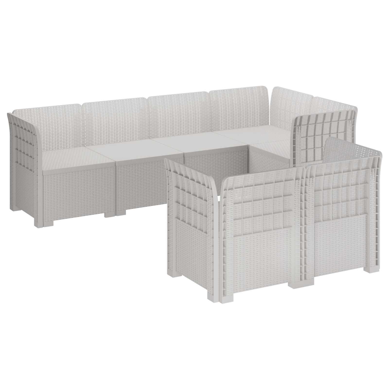 vidaXL 7-Persoons Tuinbank Rieten Look PP Antraciet