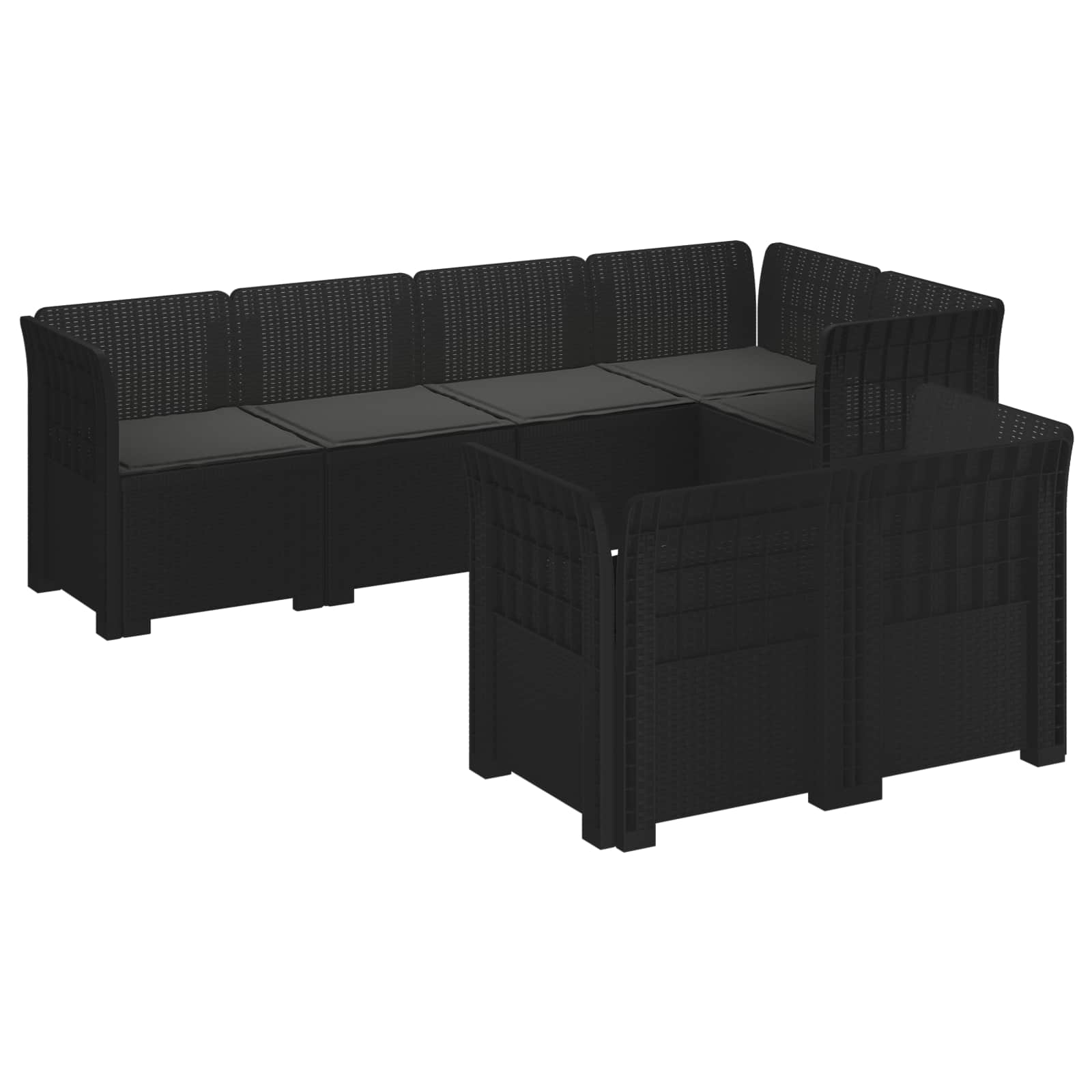 vidaXL 7-Persoons Tuinbank Rieten Look PP Antraciet
