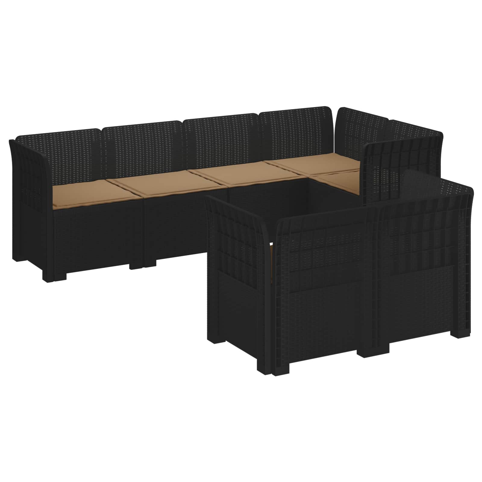 vidaXL 7-Persoons Tuinbank Rieten Look PP Antraciet