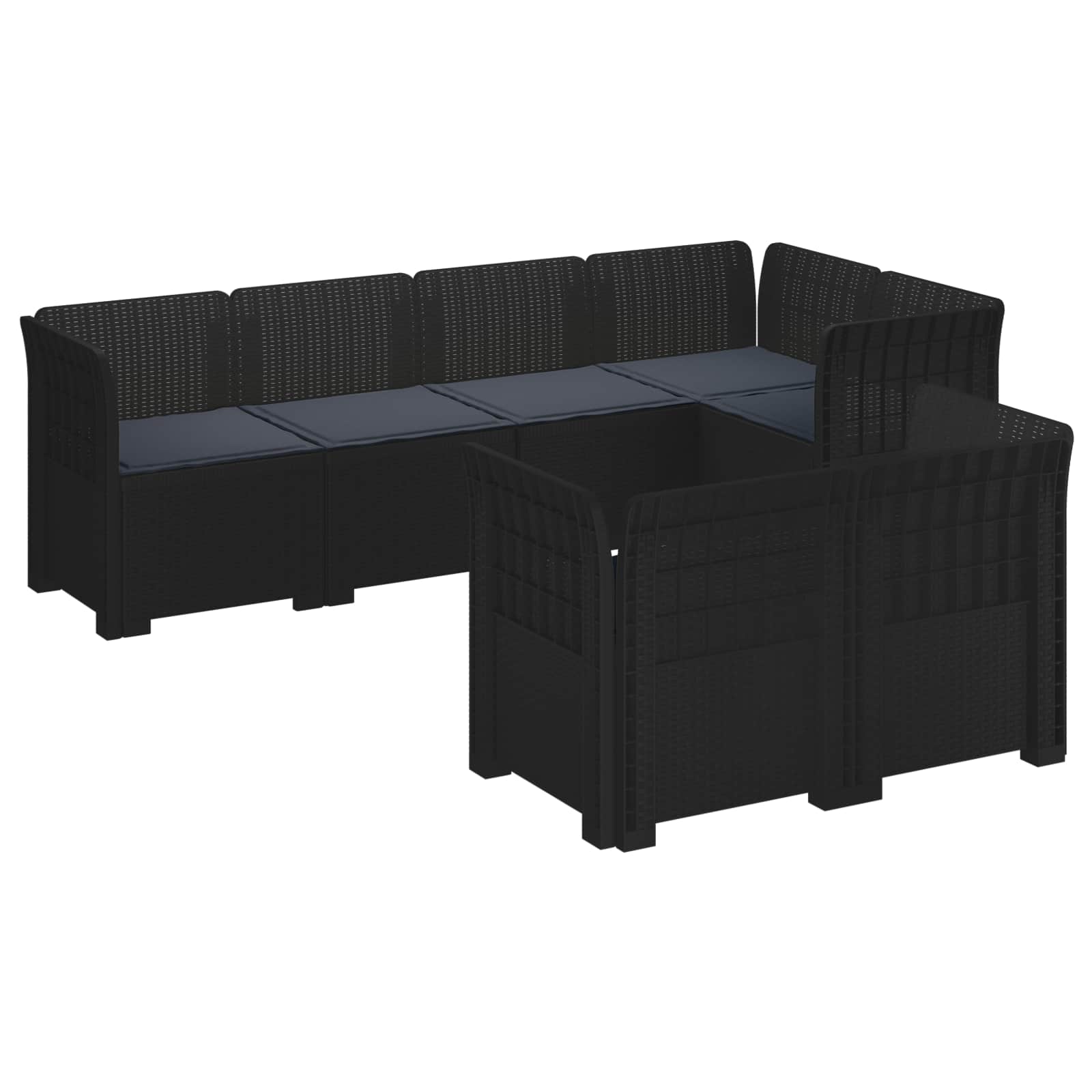 vidaXL 7-Persoons Tuinbank Rieten Look PP Antraciet