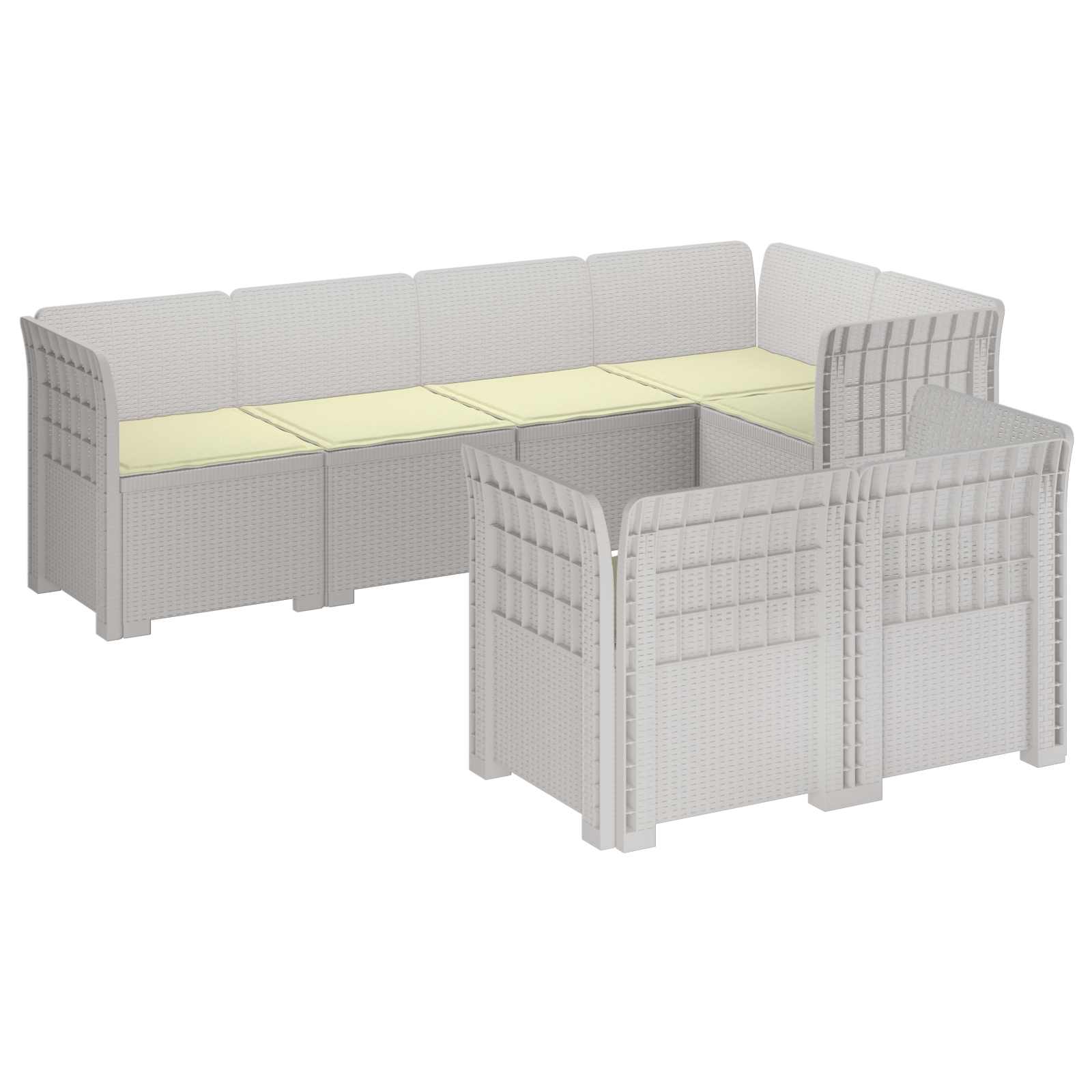 vidaXL 7-Persoons Tuinbank Rieten Look PP Antraciet