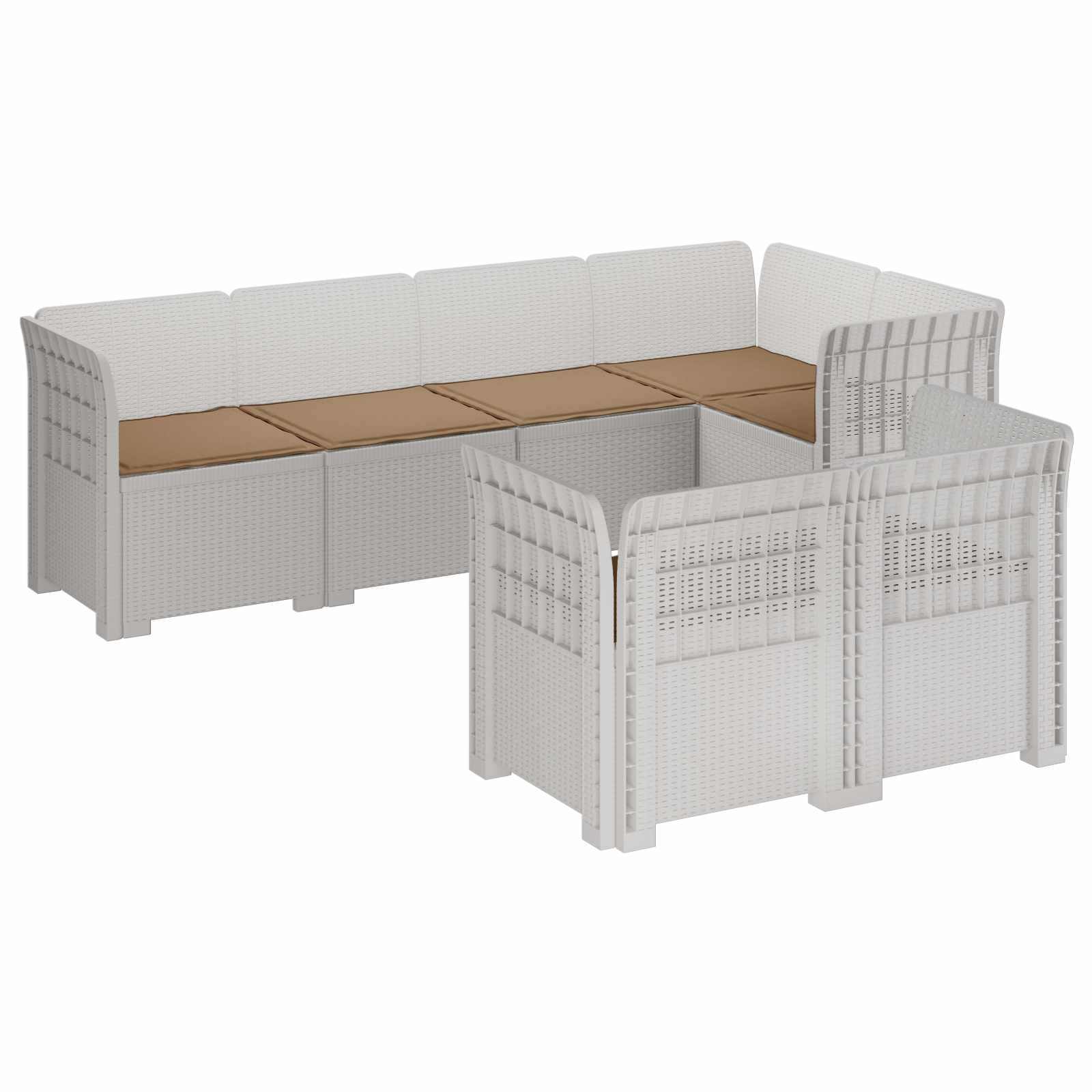 vidaXL 7-Persoons Tuinbank Rieten Look PP Antraciet
