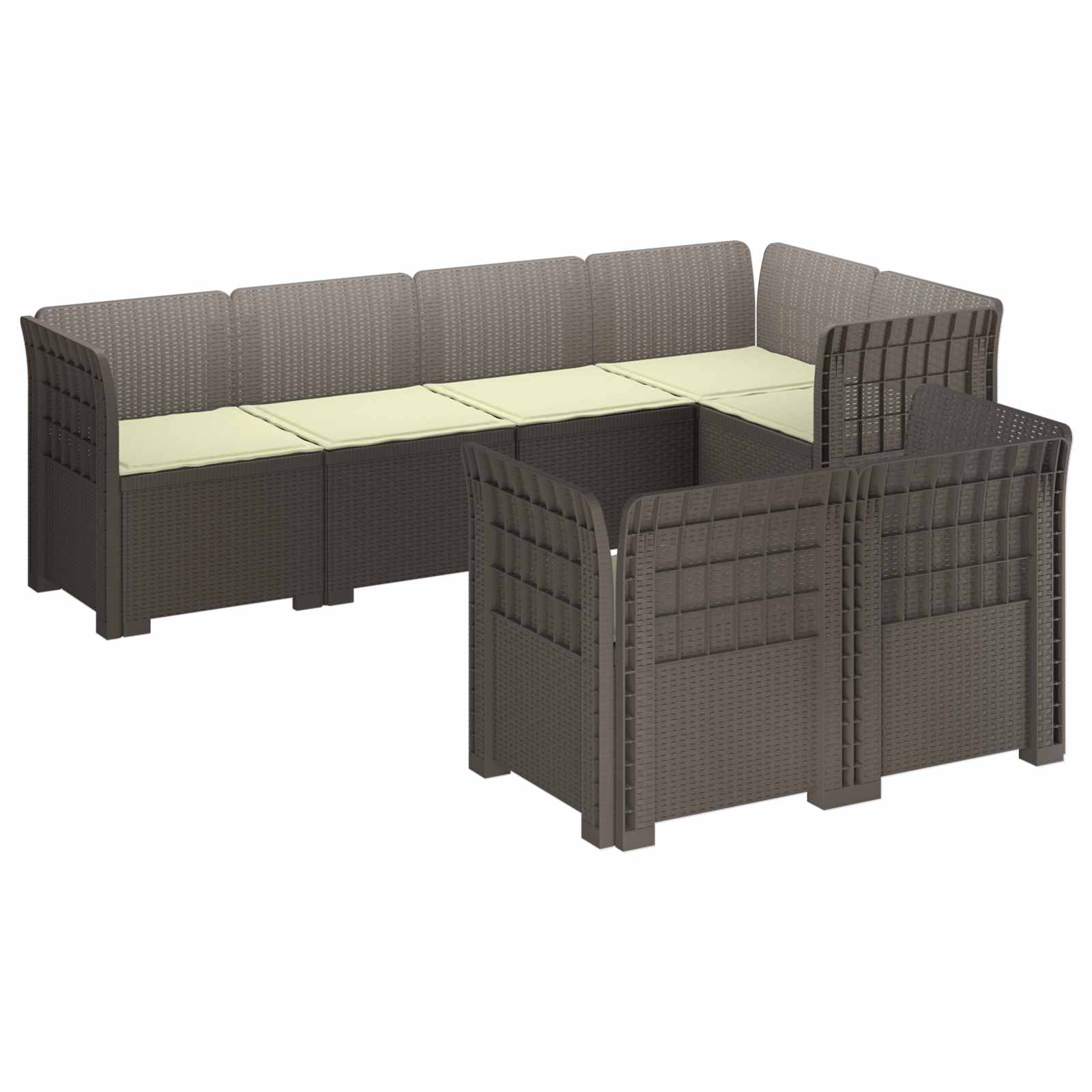 vidaXL 7-Persoons Tuinbank Rieten Look PP Antraciet