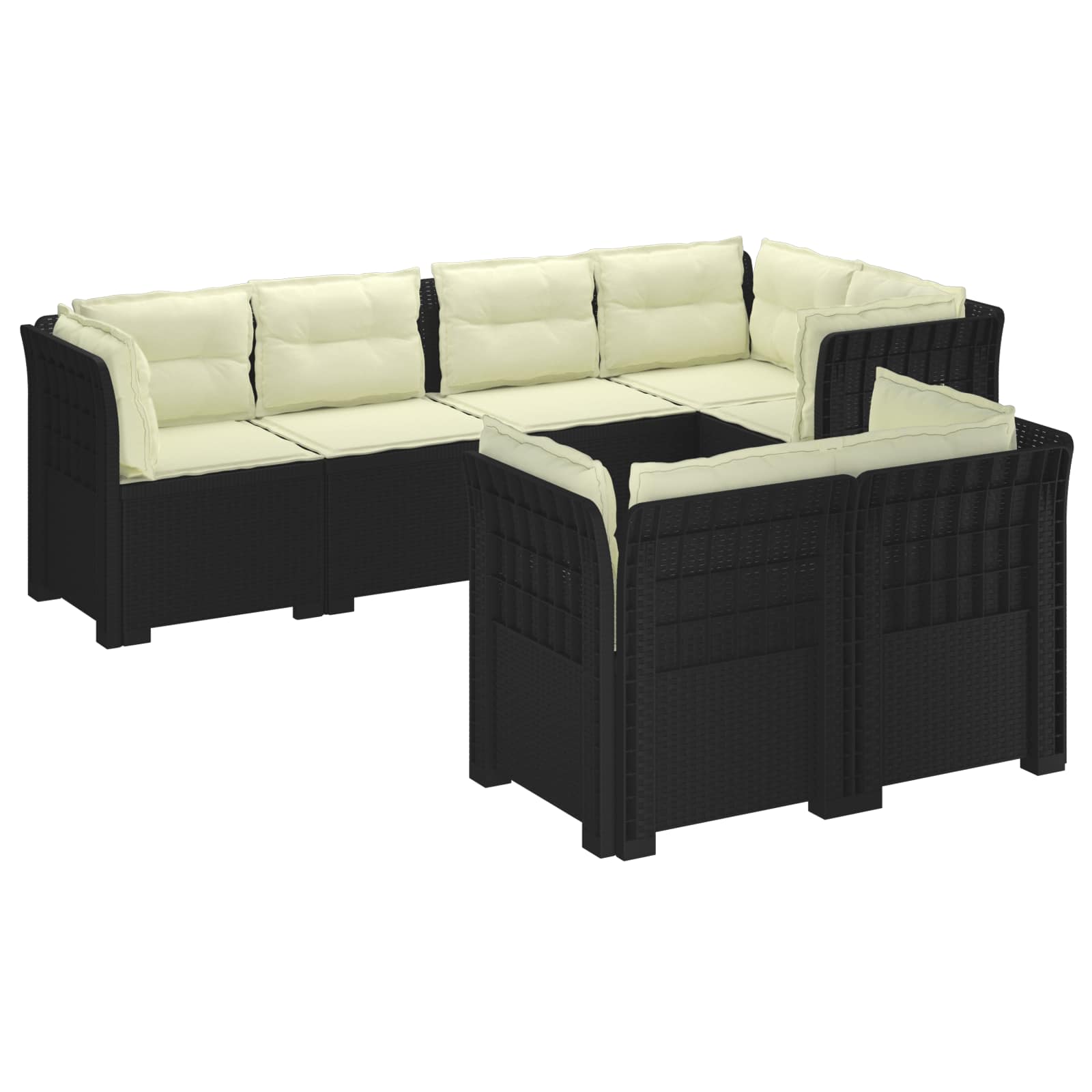 vidaXL 7-Persoons Tuinbank Rieten Look PP Antraciet