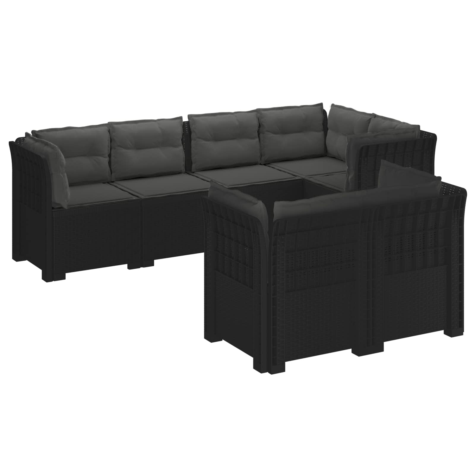 vidaXL 7-Persoons Tuinbank Rieten Look PP Antraciet