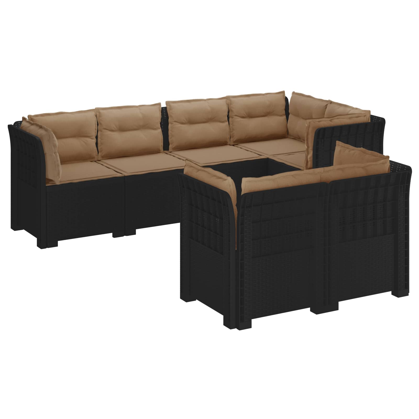 vidaXL 7-Persoons Tuinbank Rieten Look PP Antraciet