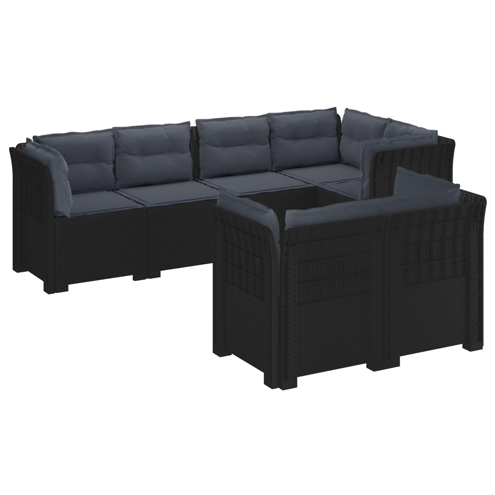 vidaXL 7-Persoons Tuinbank Rieten Look PP Antraciet