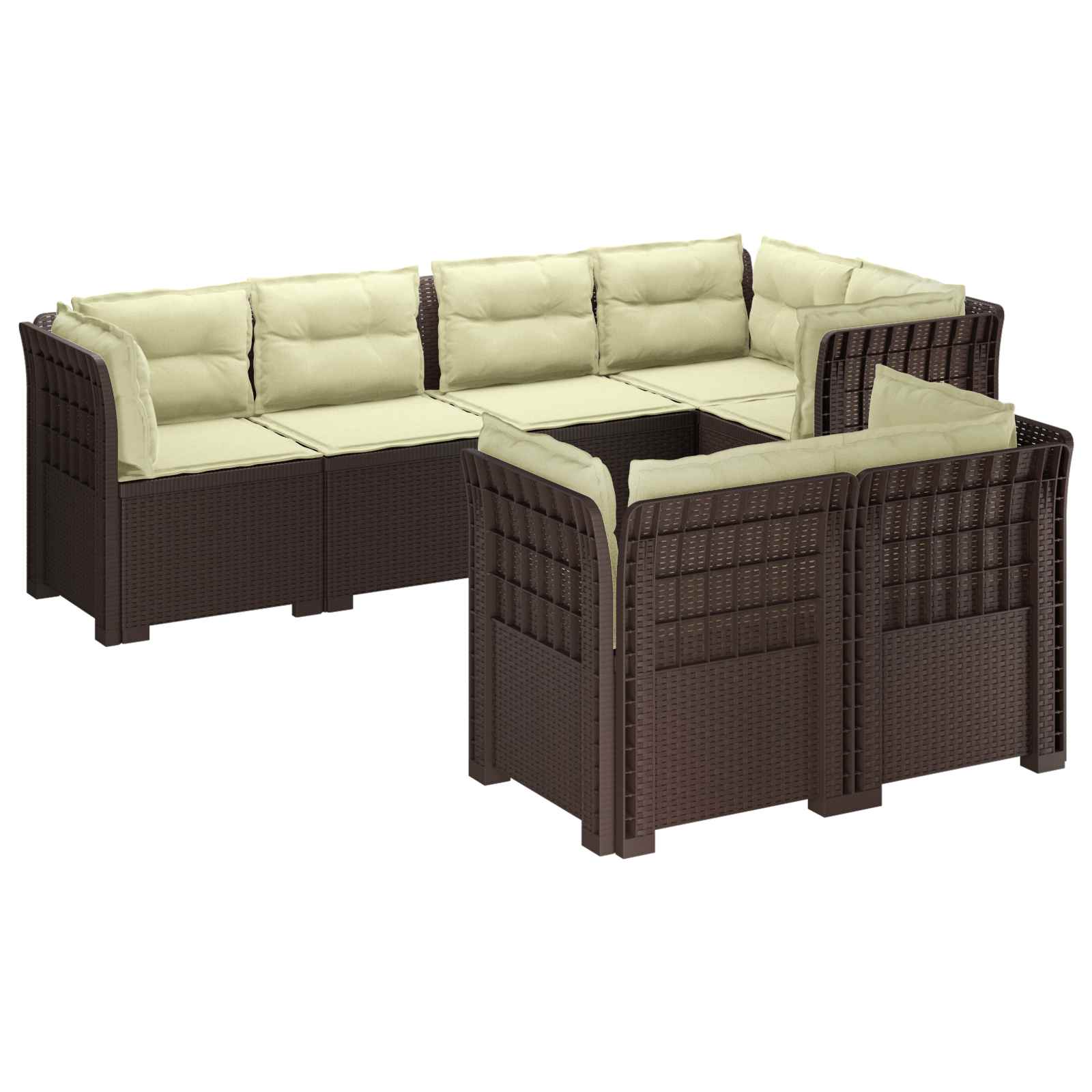 vidaXL 7-Persoons Tuinbank Rieten Look PP Antraciet