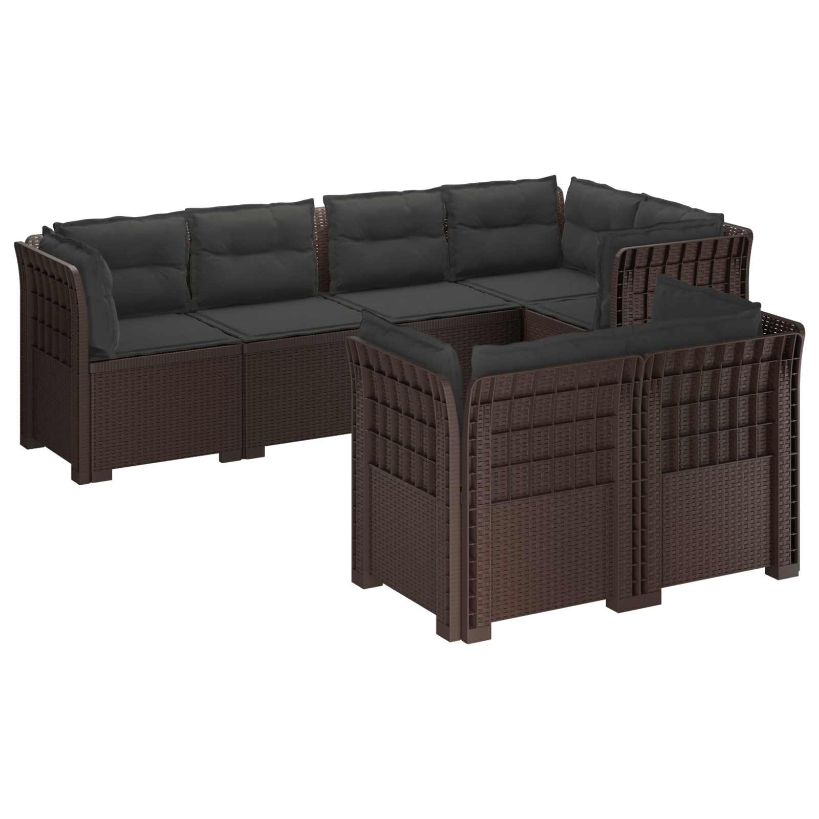 vidaXL 7-Persoons Tuinbank Rieten Look PP Antraciet