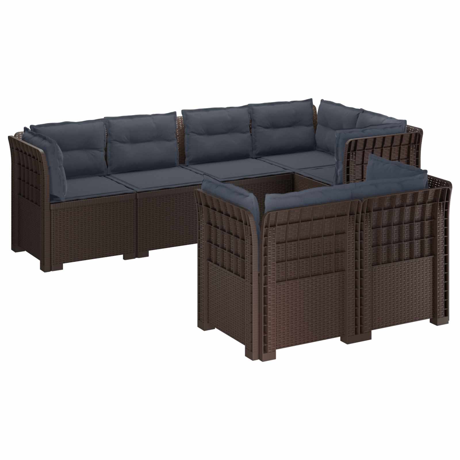 vidaXL 7-Persoons Tuinbank Rieten Look PP Antraciet