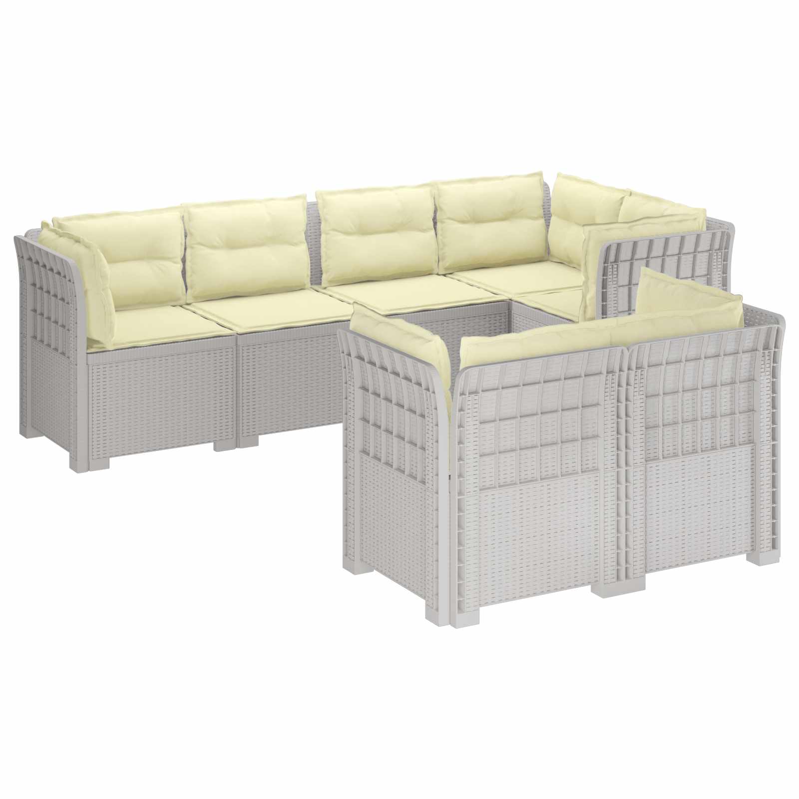vidaXL 7-Persoons Tuinbank Rieten Look PP Antraciet