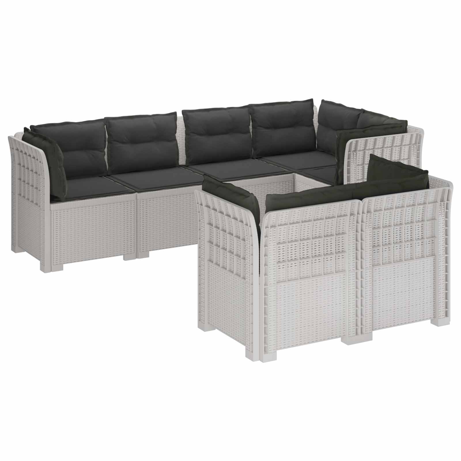 vidaXL 7-Persoons Tuinbank Rieten Look PP Antraciet