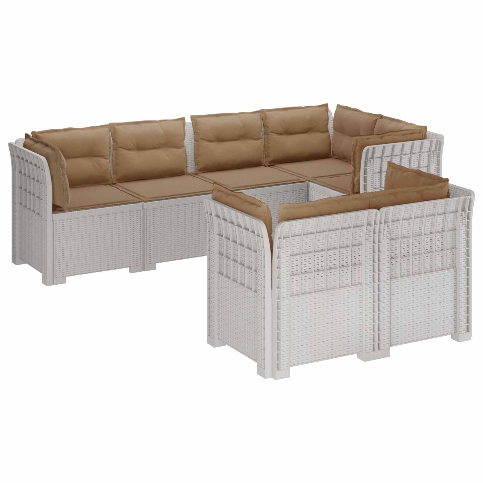 vidaXL 7-Persoons Tuinbank Rieten Look PP Antraciet