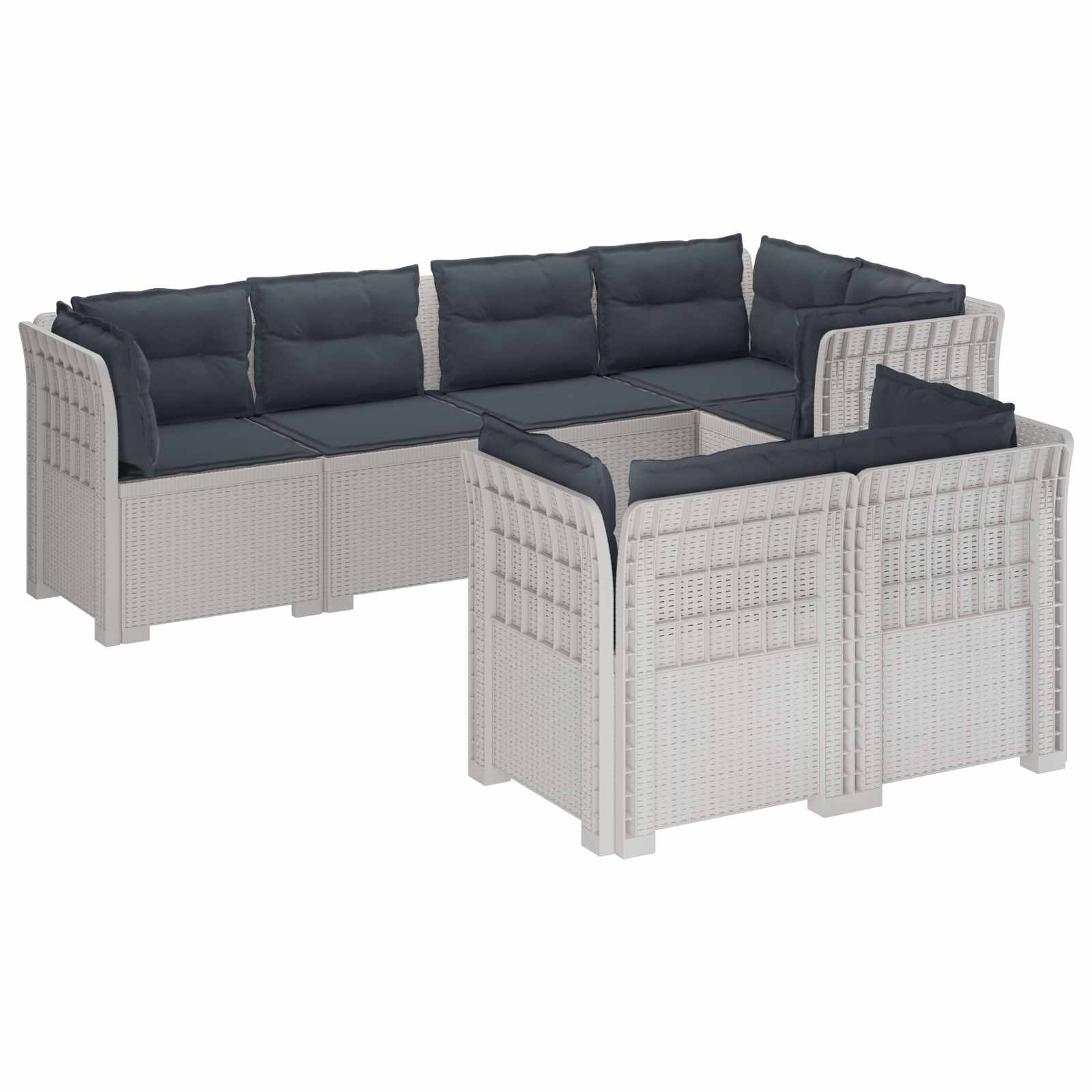 vidaXL 7-Persoons Tuinbank Rieten Look PP Antraciet