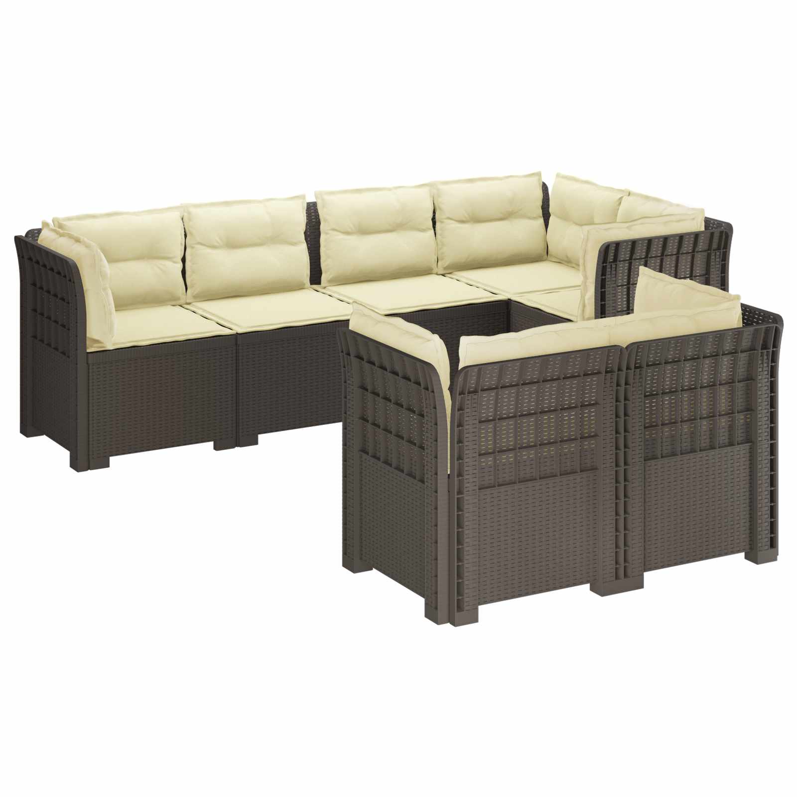 vidaXL 7-Persoons Tuinbank Rieten Look PP Antraciet