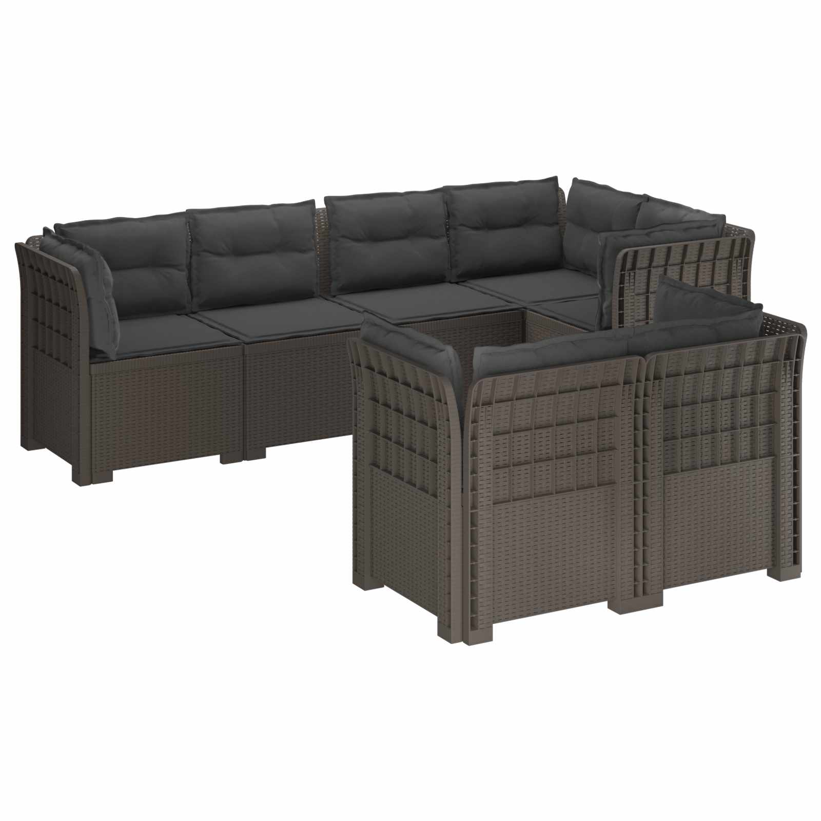 vidaXL 7-Persoons Tuinbank Rieten Look PP Antraciet