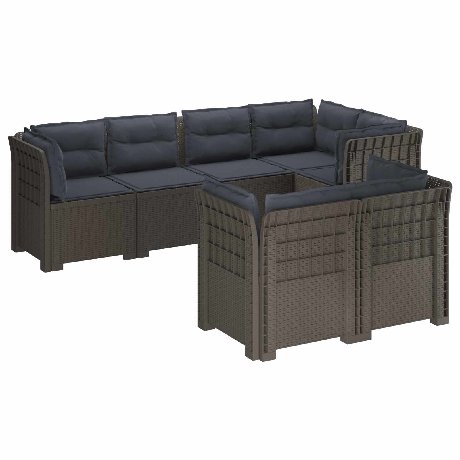 vidaXL 7-Persoons Tuinbank Rieten Look PP Antraciet