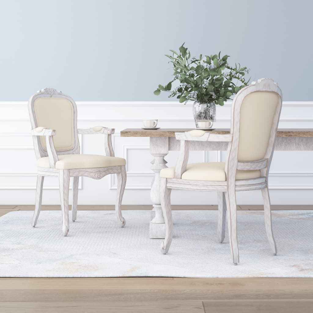 vidaXL Eetkamerstoelen 2 st 62x59,5x100,5 cm linnen beige