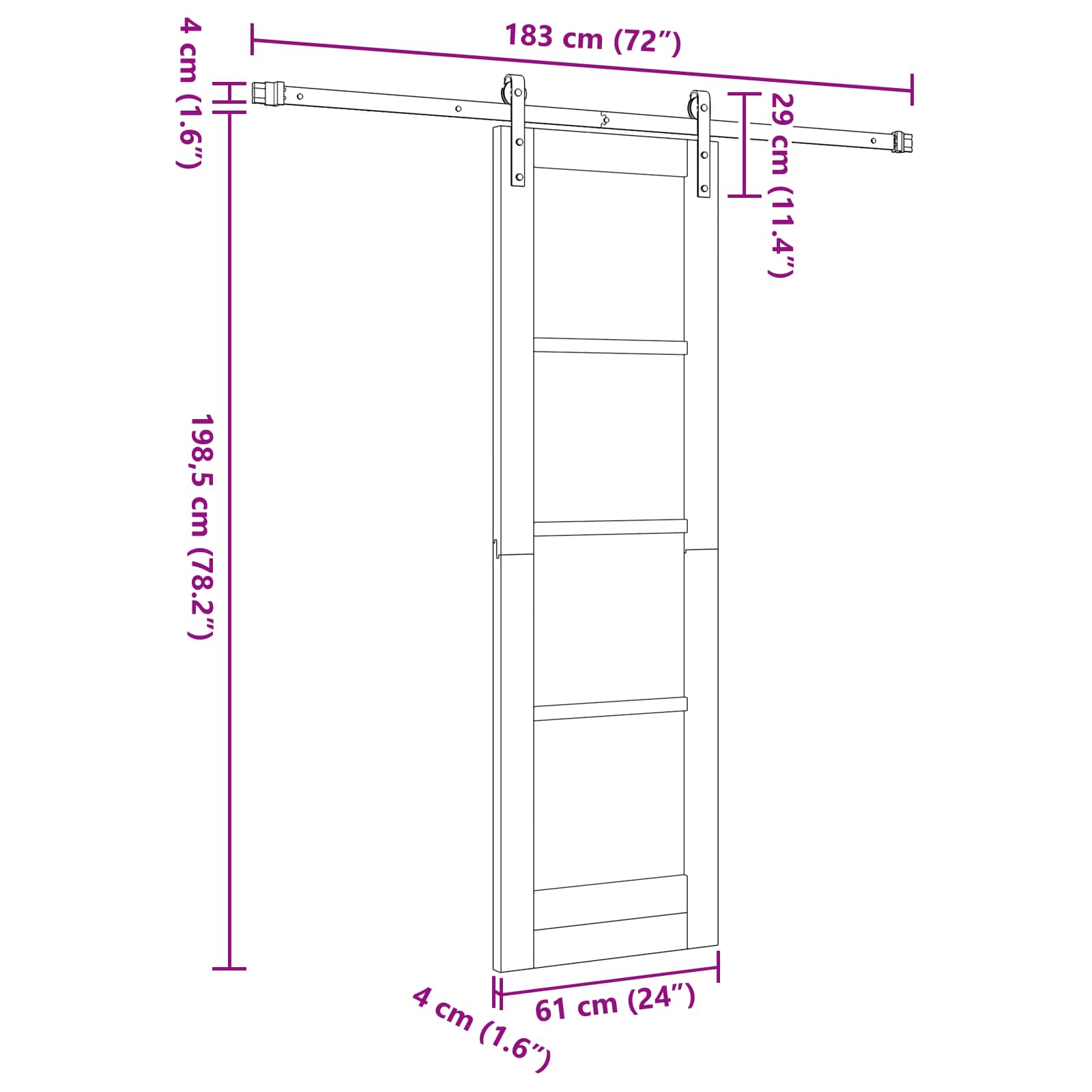 vidaXL Schuifdeur met Hardware Set 61x198.5 cm Massief Hout Grenenhout