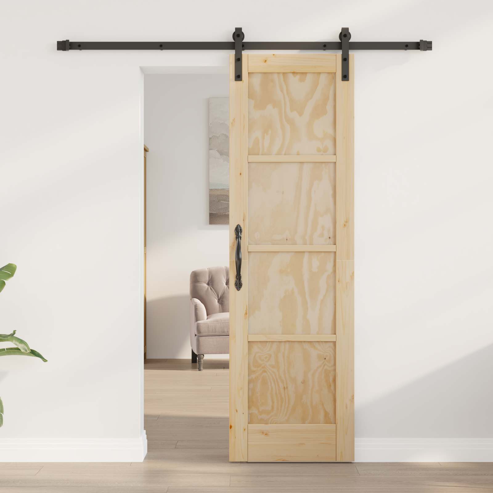 vidaXL Schuifdeur met Hardware Set 61x198.5 cm Massief Hout Grenenhout