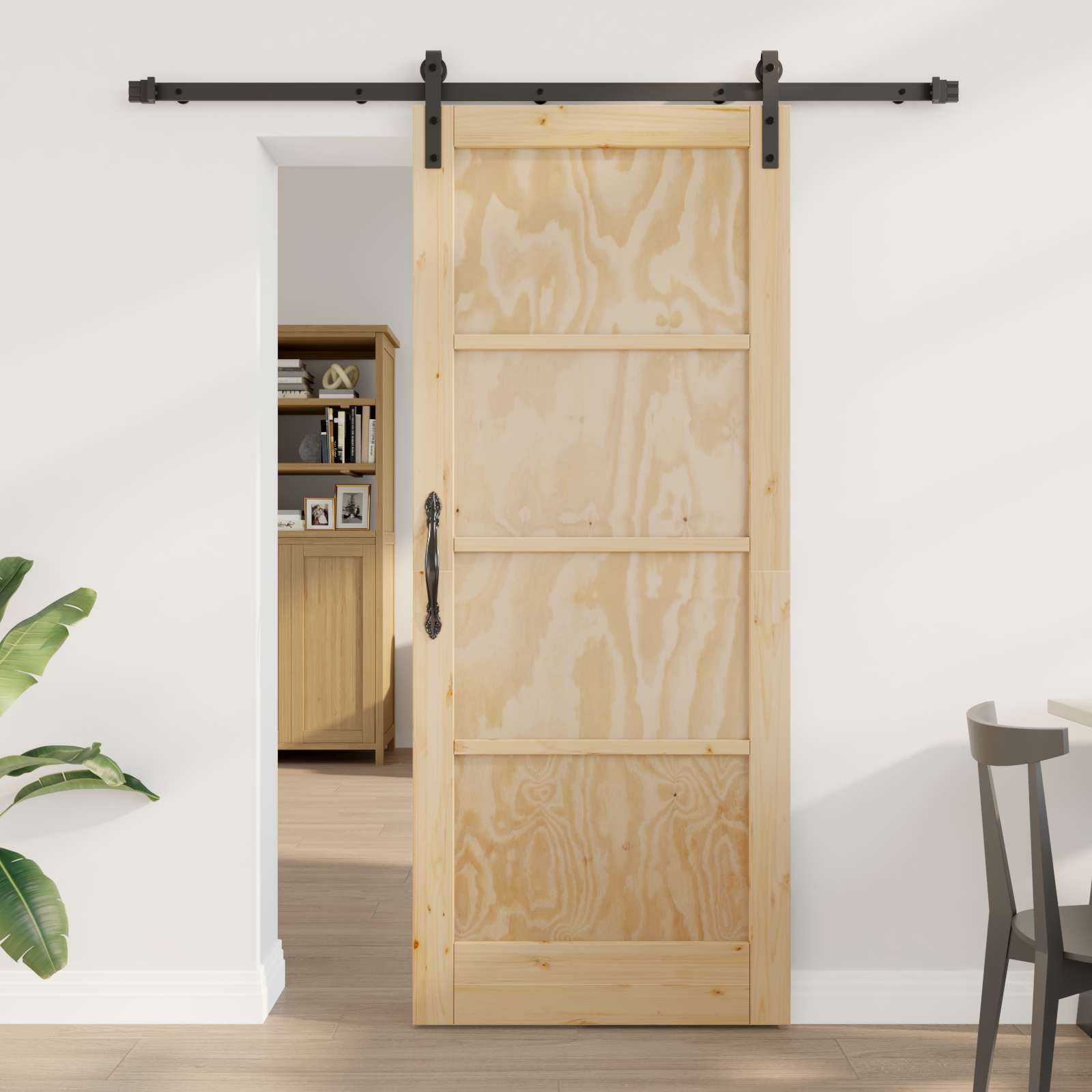 vidaXL Schuifdeur met Hardware Set 61x198.5 cm Massief Hout Grenenhout