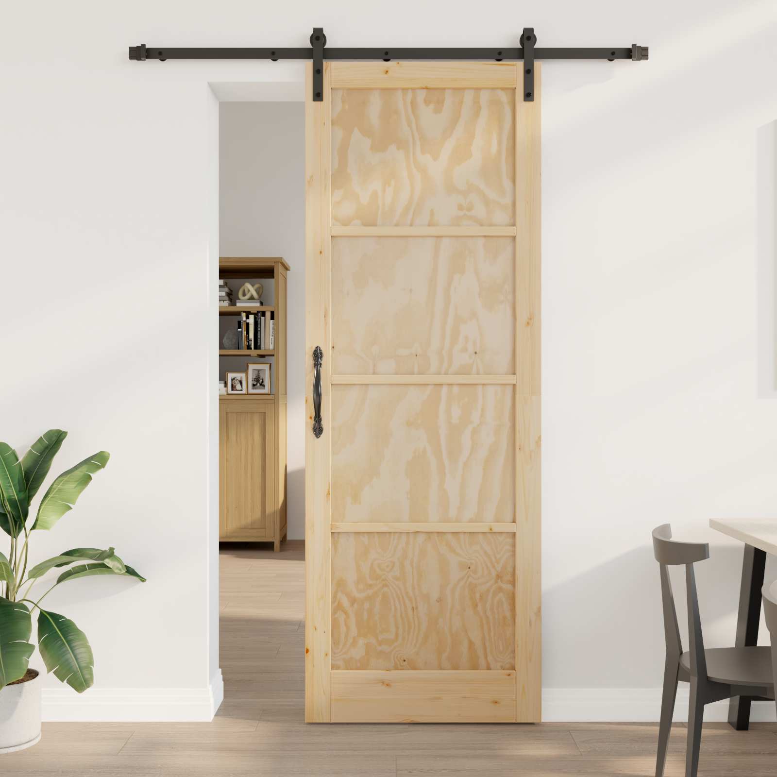 vidaXL Schuifdeur met Hardware Set 61x198.5 cm Massief Hout Grenenhout