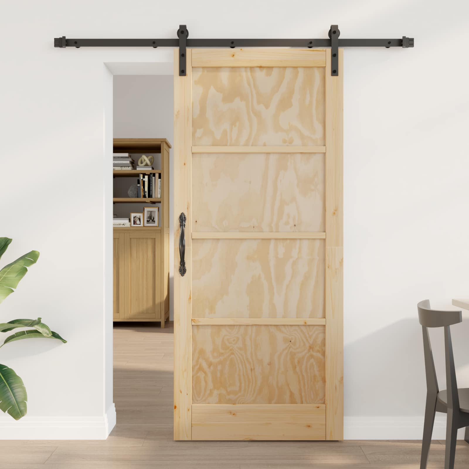 vidaXL Schuifdeur met Hardware Set 61x198.5 cm Massief Hout Grenenhout
