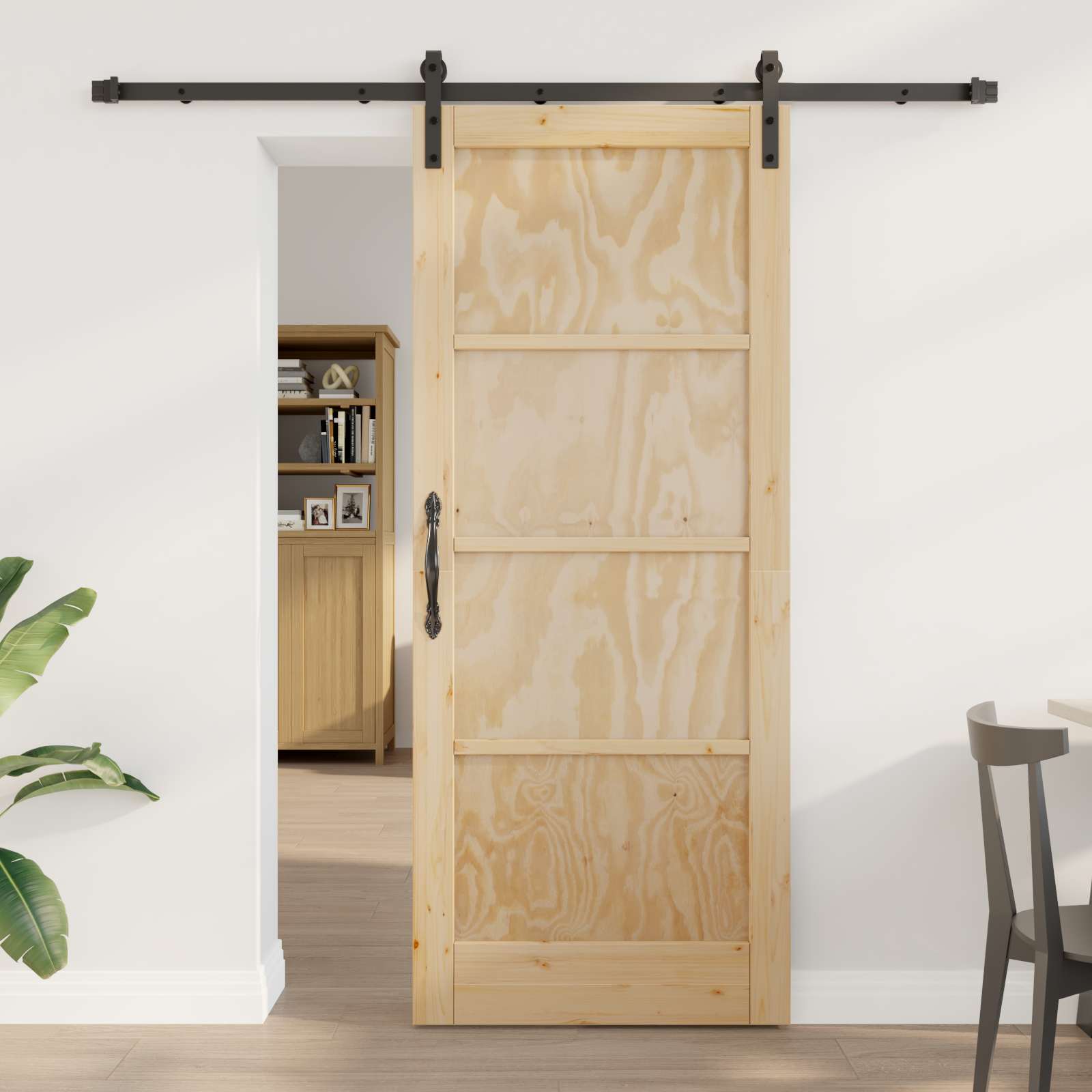 vidaXL Schuifdeur met Hardware Set 61x198.5 cm Massief Hout Grenenhout