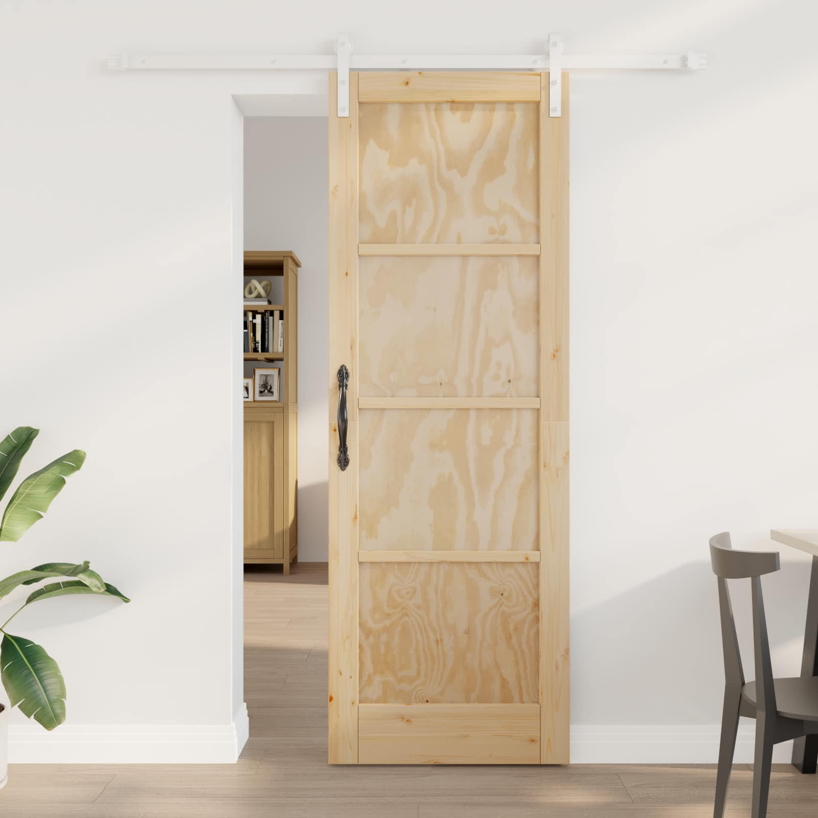 vidaXL Schuifdeur met Hardware Set 61x198.5 cm Massief Hout Grenenhout