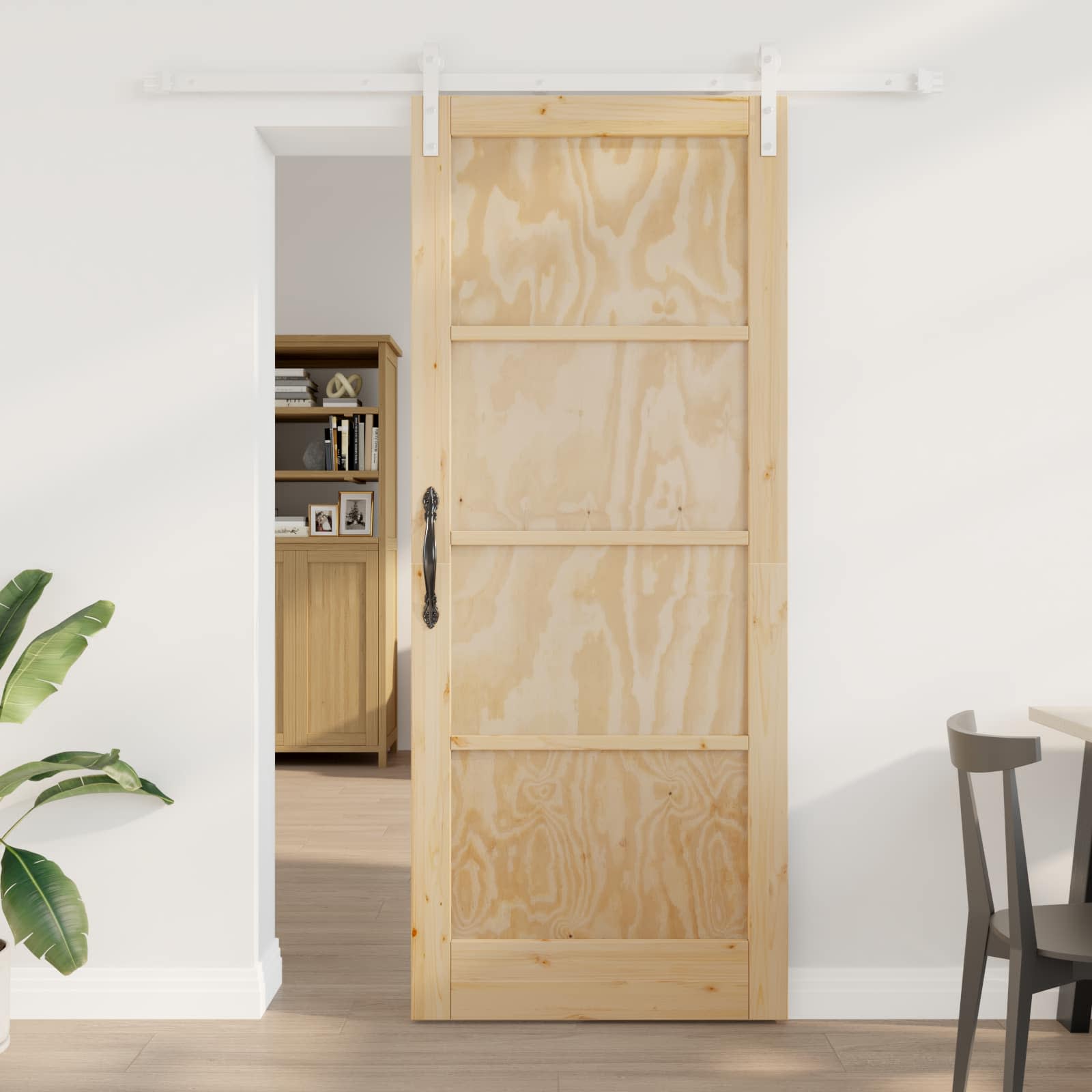 vidaXL Schuifdeur met Hardware Set 61x198.5 cm Massief Hout Grenenhout