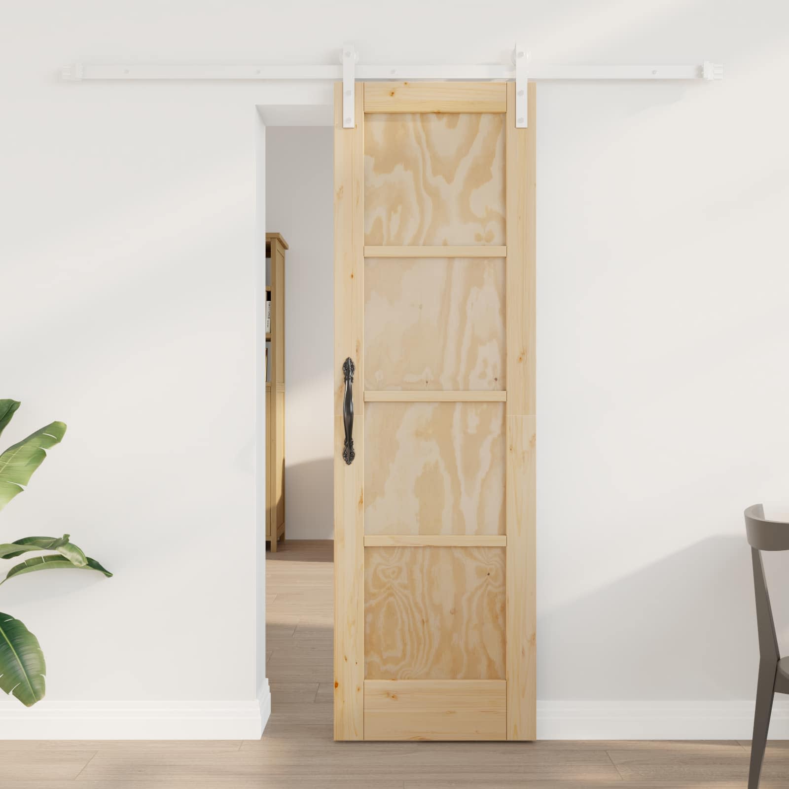 vidaXL Schuifdeur met Hardware Set 61x198.5 cm Massief Hout Grenenhout