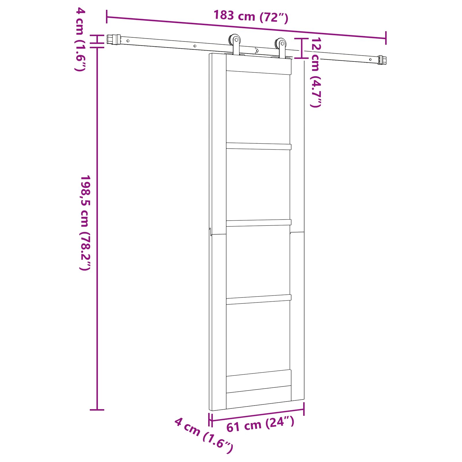 vidaXL Schuifdeur met hardware set 61x198,5 cm Massief hout grenen