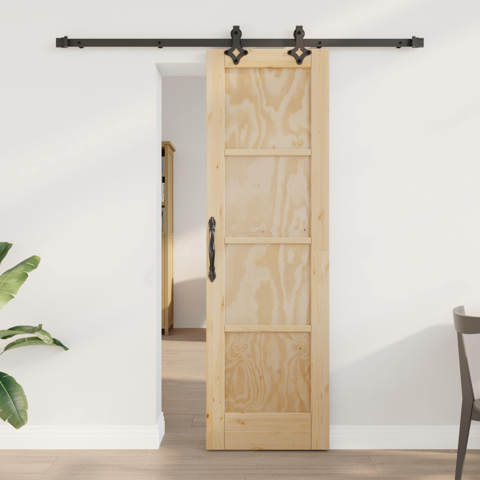 vidaXL Schuifdeur met Hardware Set 61x198.5 cm Massief Hout Bordeaux
