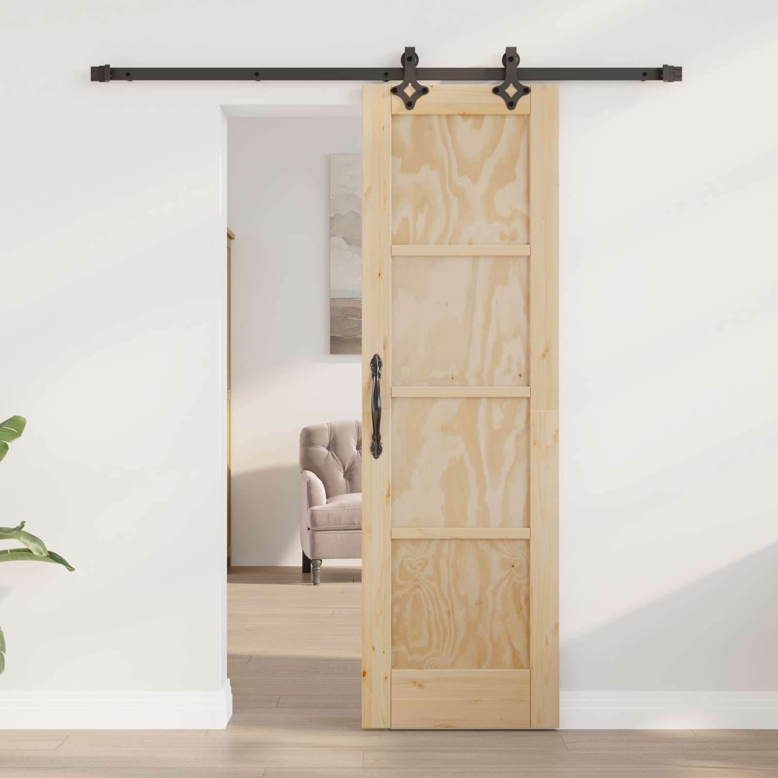 vidaXL Schuifdeur met Hardware Set 61x198.5 cm Massief Hout Bordeaux