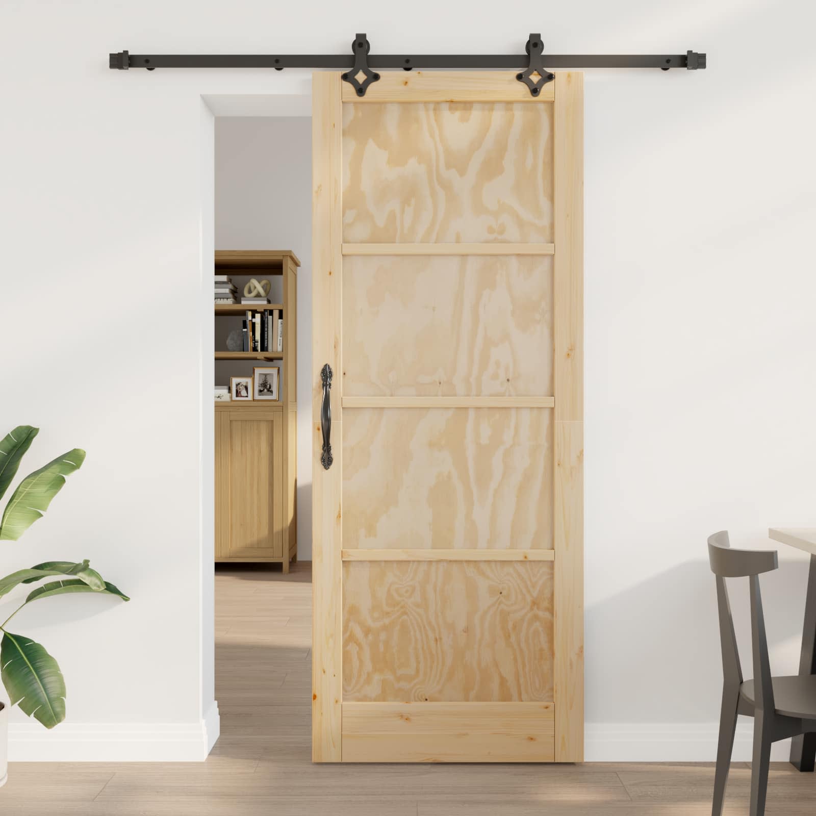 vidaXL Schuifdeur met Hardware Set 61x198.5 cm Massief Hout Bordeaux
