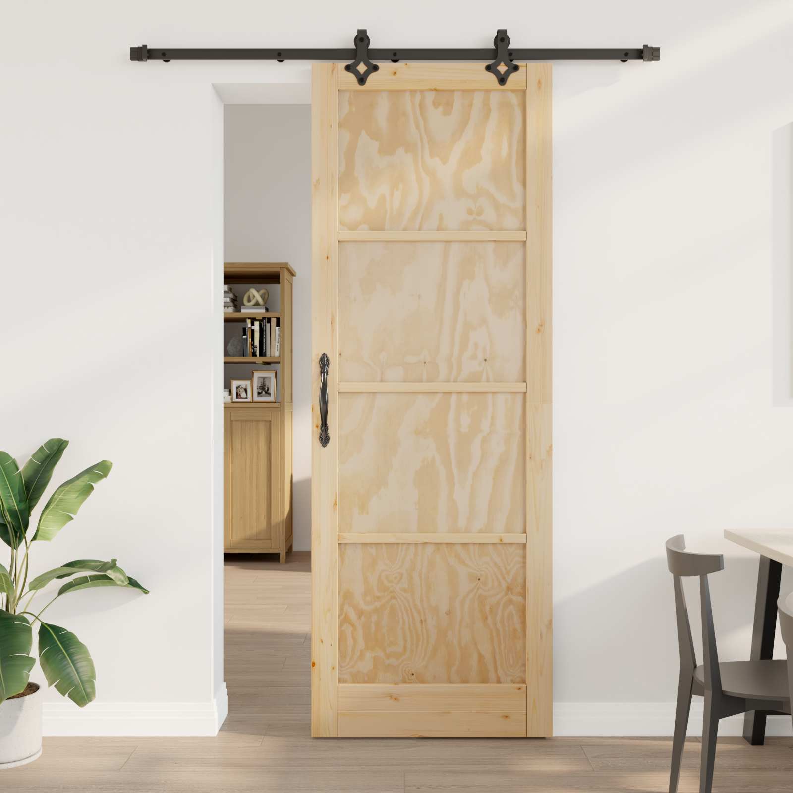 vidaXL Schuifdeur met Hardware Set 61x198.5 cm Massief Hout Bordeaux
