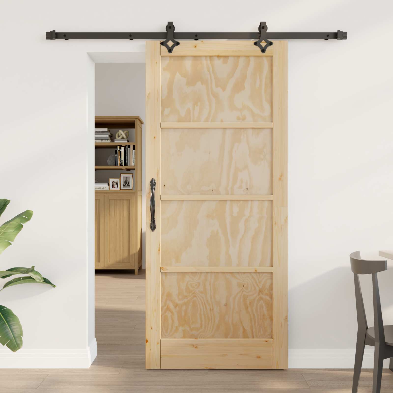 vidaXL Schuifdeur met Hardware Set 61x198.5 cm Massief Hout Bordeaux