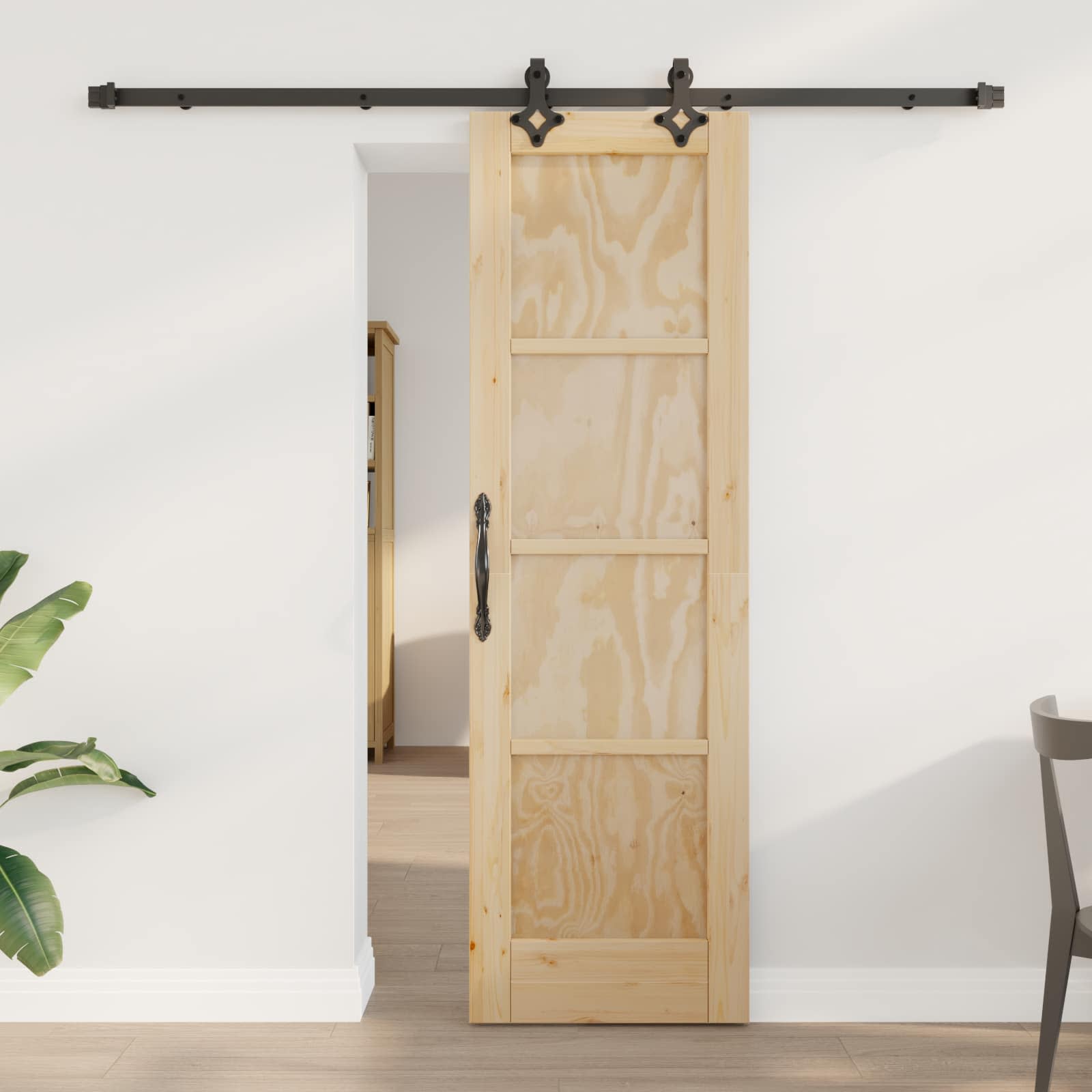 vidaXL Schuifdeur met Hardware Set 61x198.5 cm Massief Hout Bordeaux