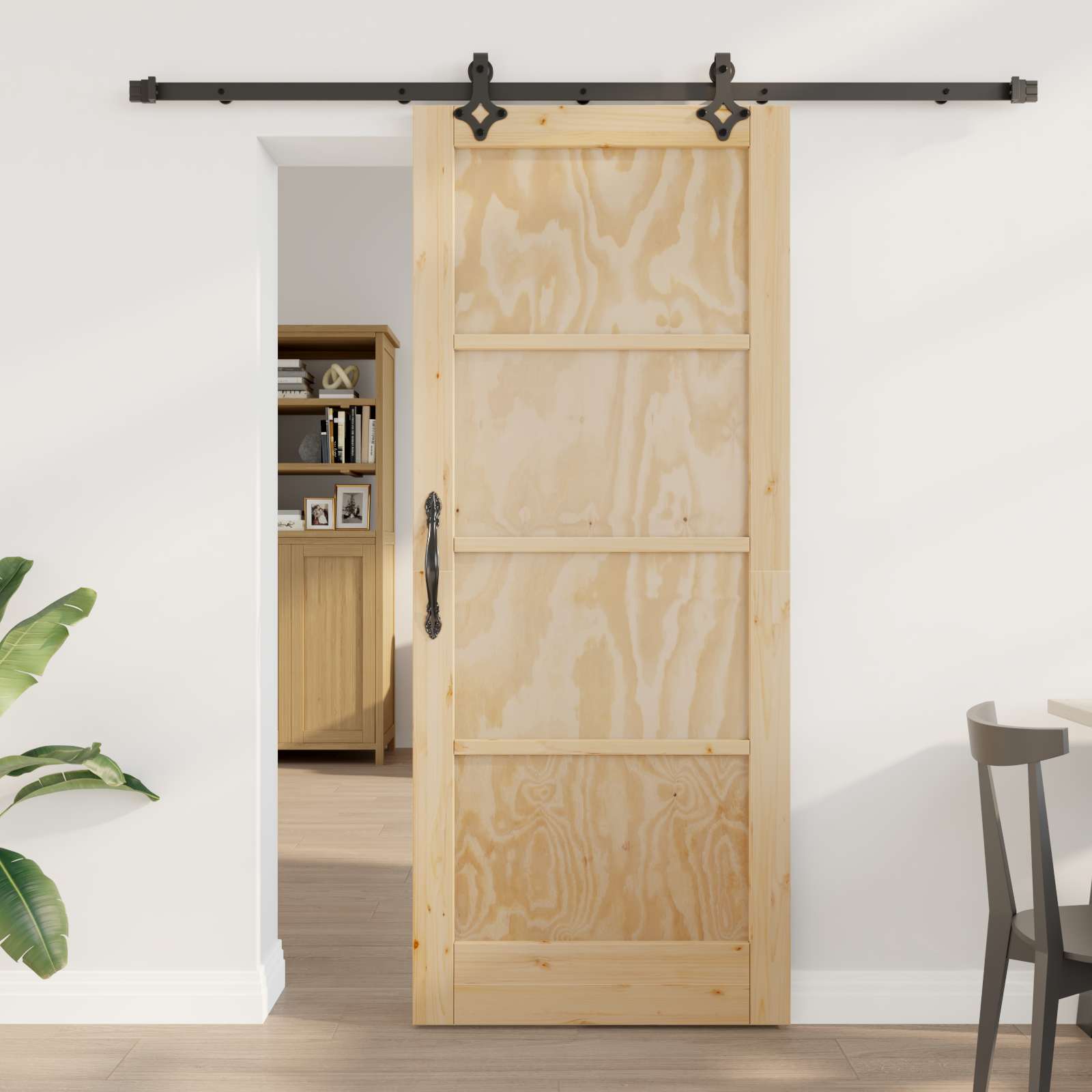 vidaXL Schuifdeur met Hardware Set 61x198.5 cm Massief Hout Bordeaux