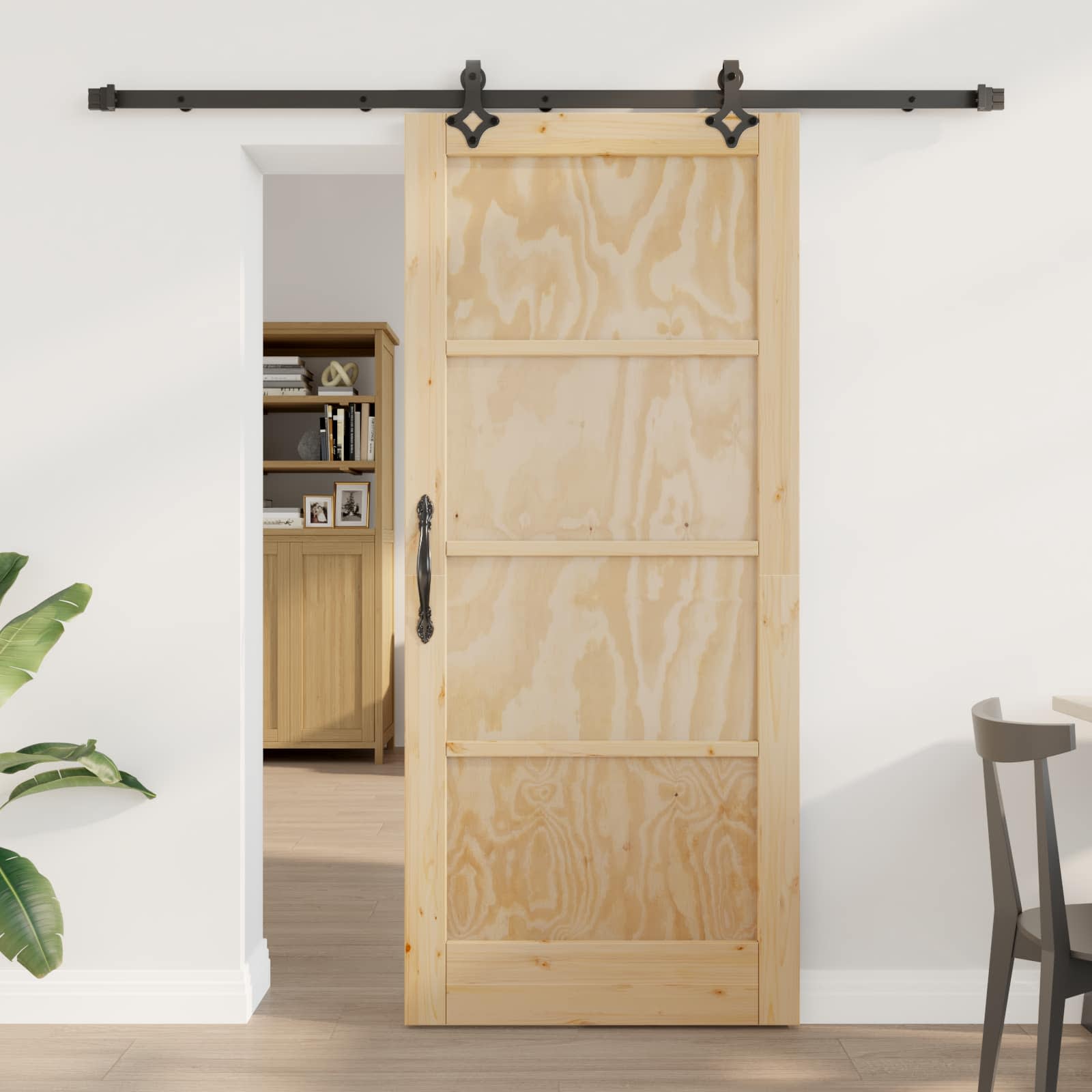 vidaXL Schuifdeur met Hardware Set 61x198.5 cm Massief Hout Bordeaux
