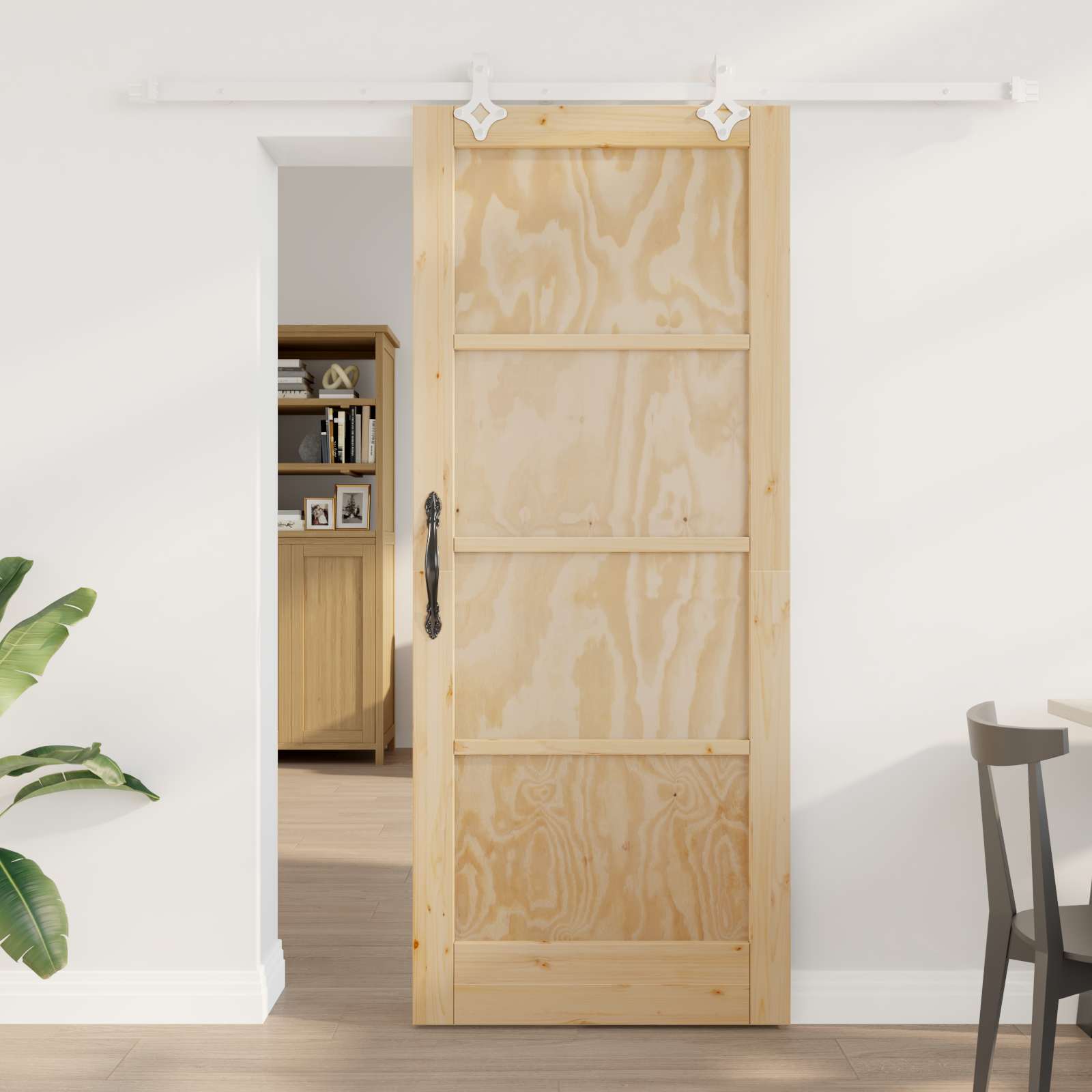 vidaXL Schuifdeur met Hardware Set 61x198.5 cm Massief Hout Bordeaux