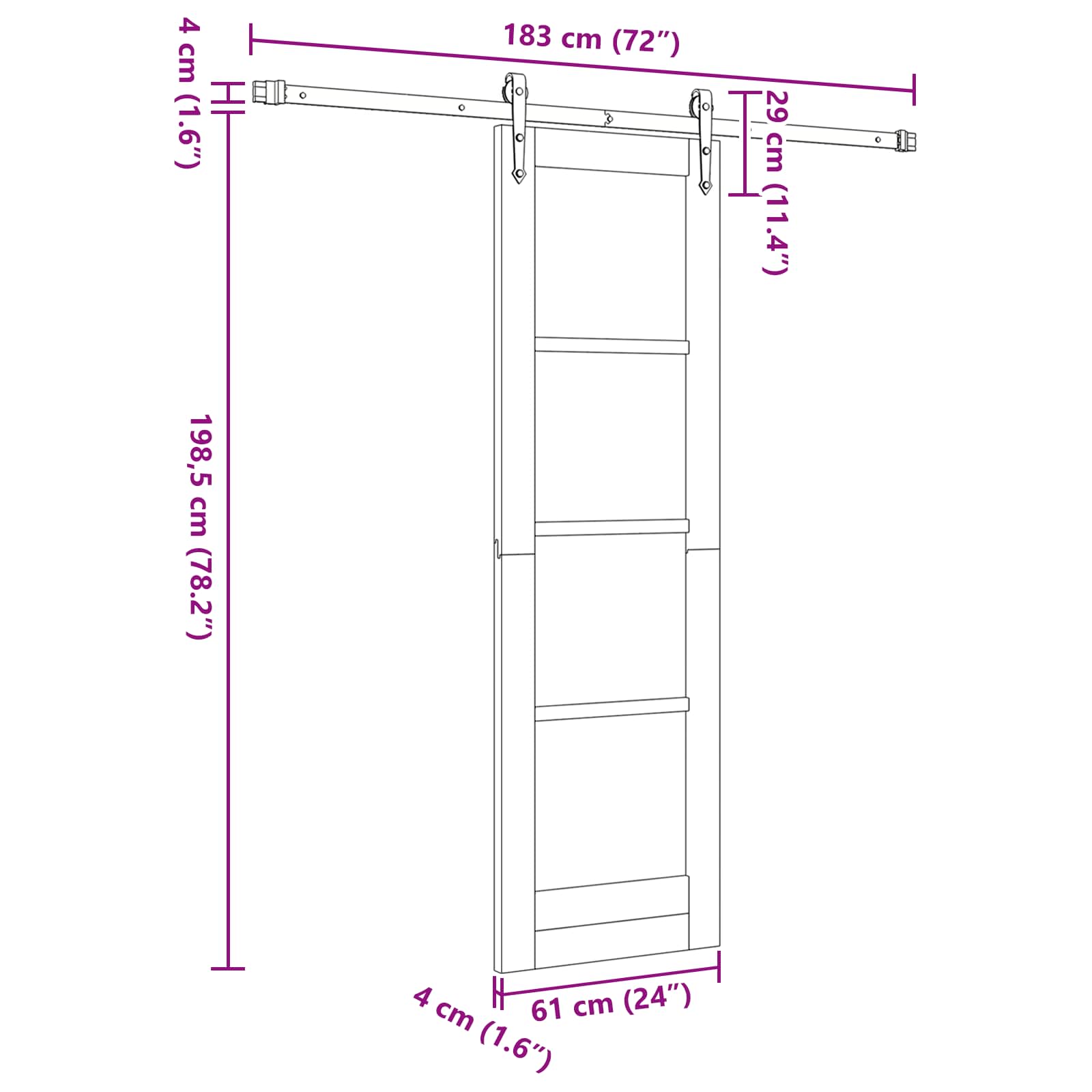 vidaXL Schuifdeur met Hardware Set 61x198,5 cm Massief Grenenhout